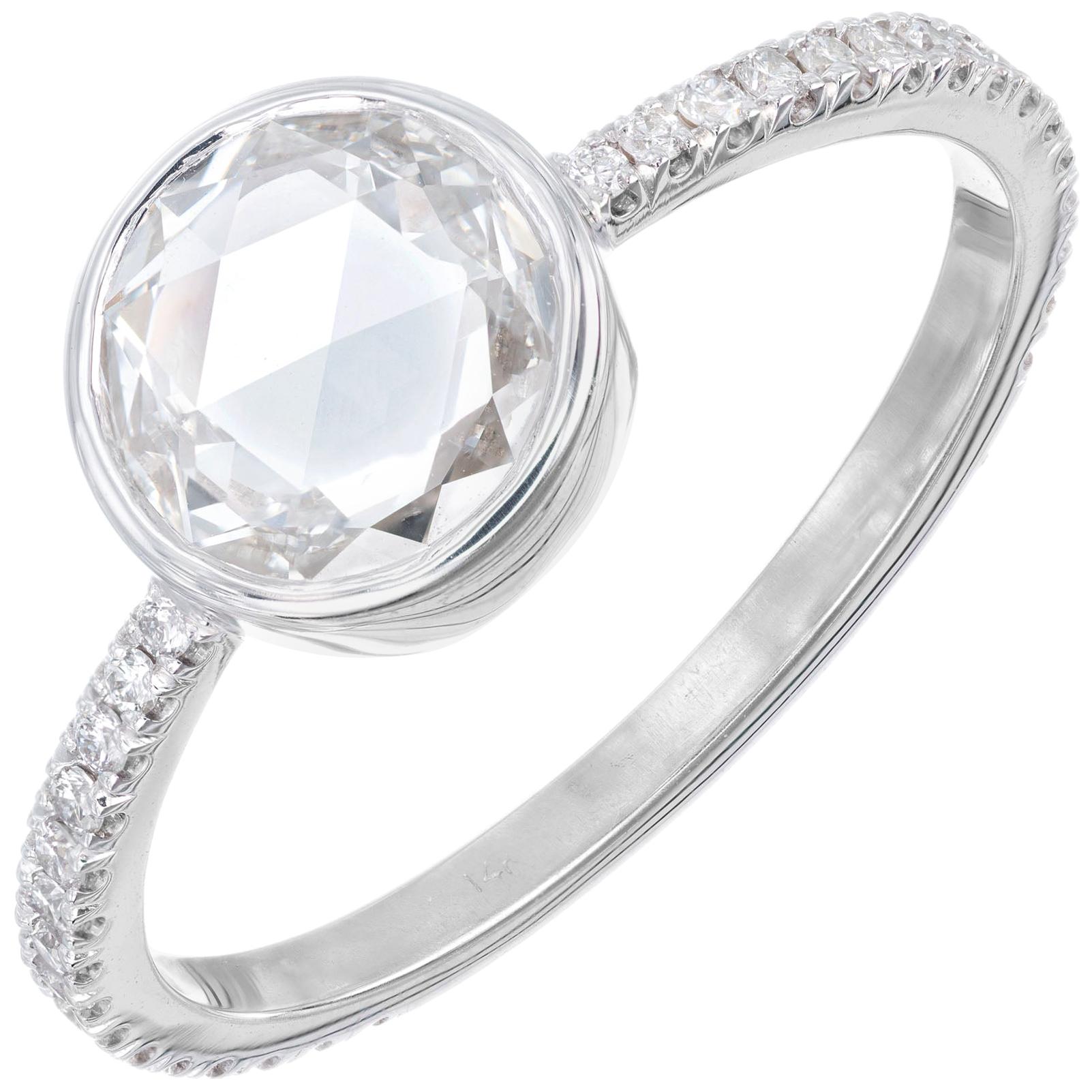 Bague de fiançailles Peter Suchy en or blanc avec diamants de 0,77 carat certifiés GIA