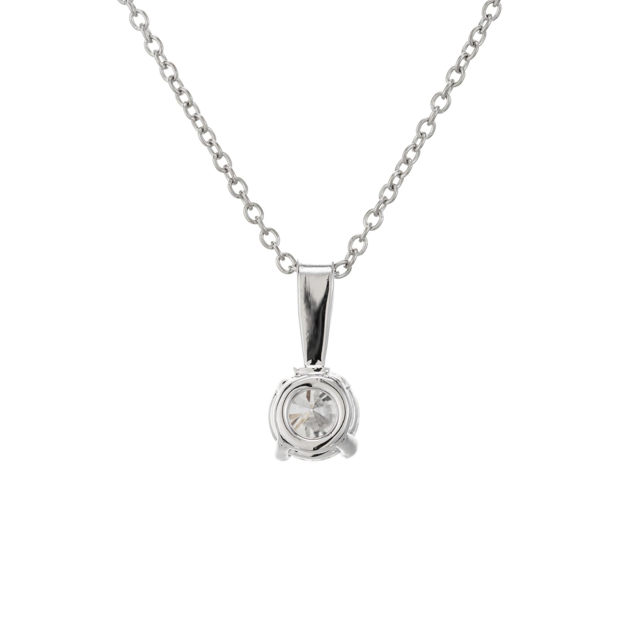 Round Cut Peter Suchy GIA Certified .78 Carat Round Diamond Platinum Pendant Necklace For Sale