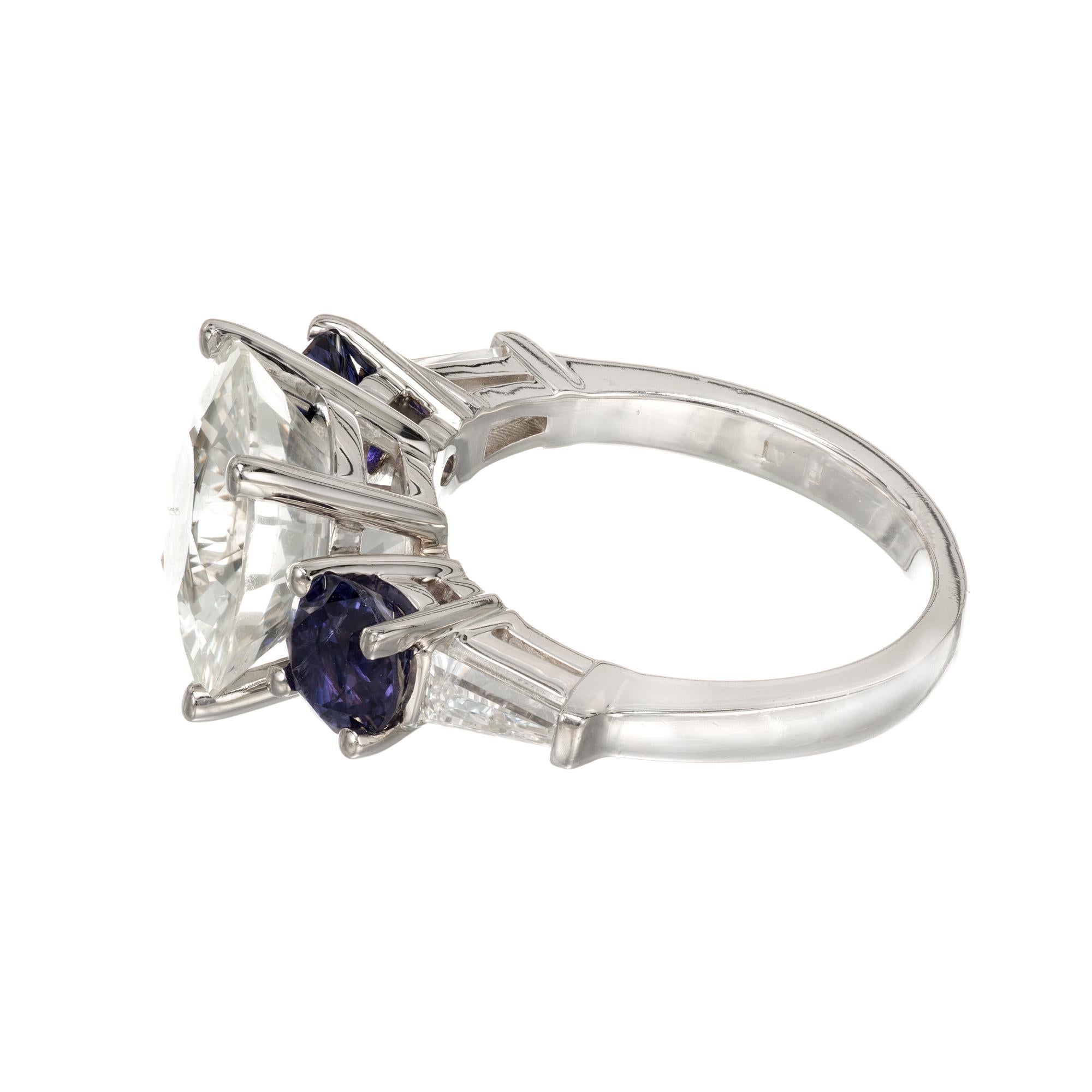 Peter Suchy GIA Certified 7.88 Carat Sapphire Diamond Three-Stone Platinum Ring 1