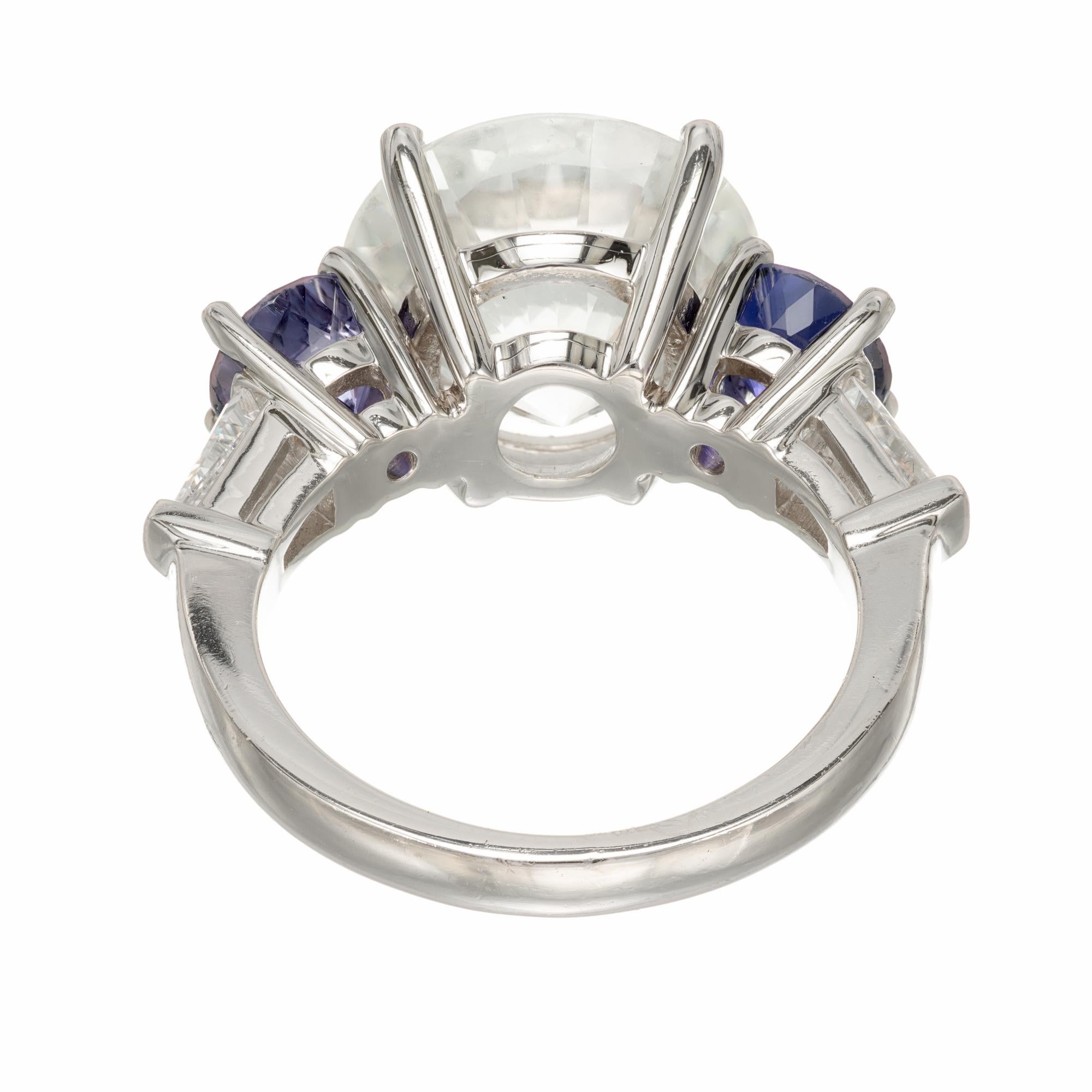Peter Suchy GIA Certified 7.88 Carat Sapphire Diamond Three-Stone Platinum Ring 4