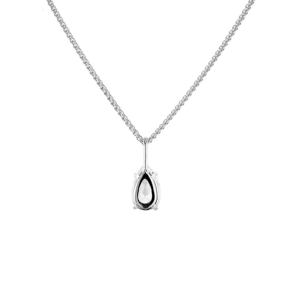 Pear Cut Peter Suchy GIA Certified .79 Carat Diamond Pendant Necklace For Sale