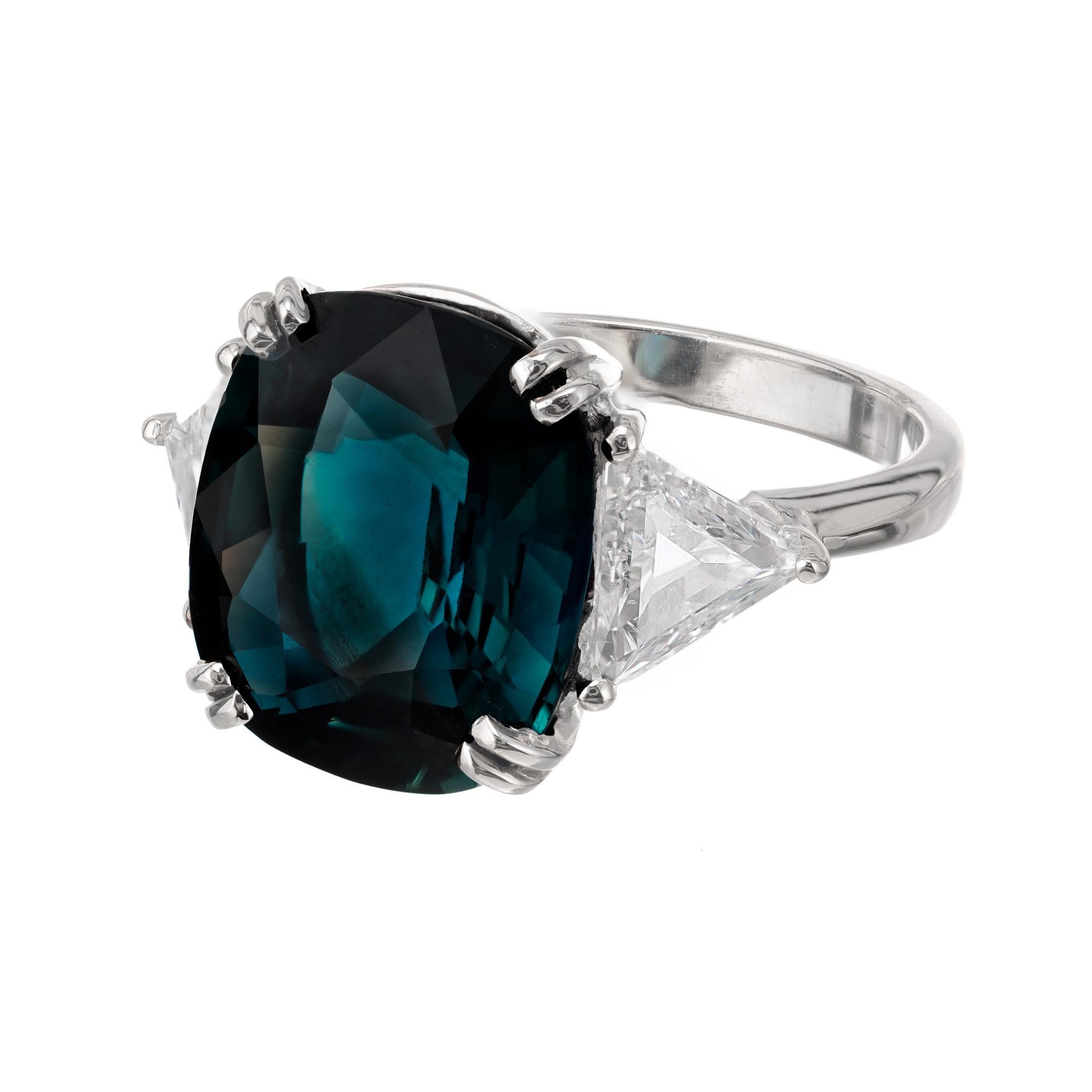 Cushion Cut Peter Suchy GIA Certified 7.90 Carat Sapphire Diamond 18 Karat Gold Ring