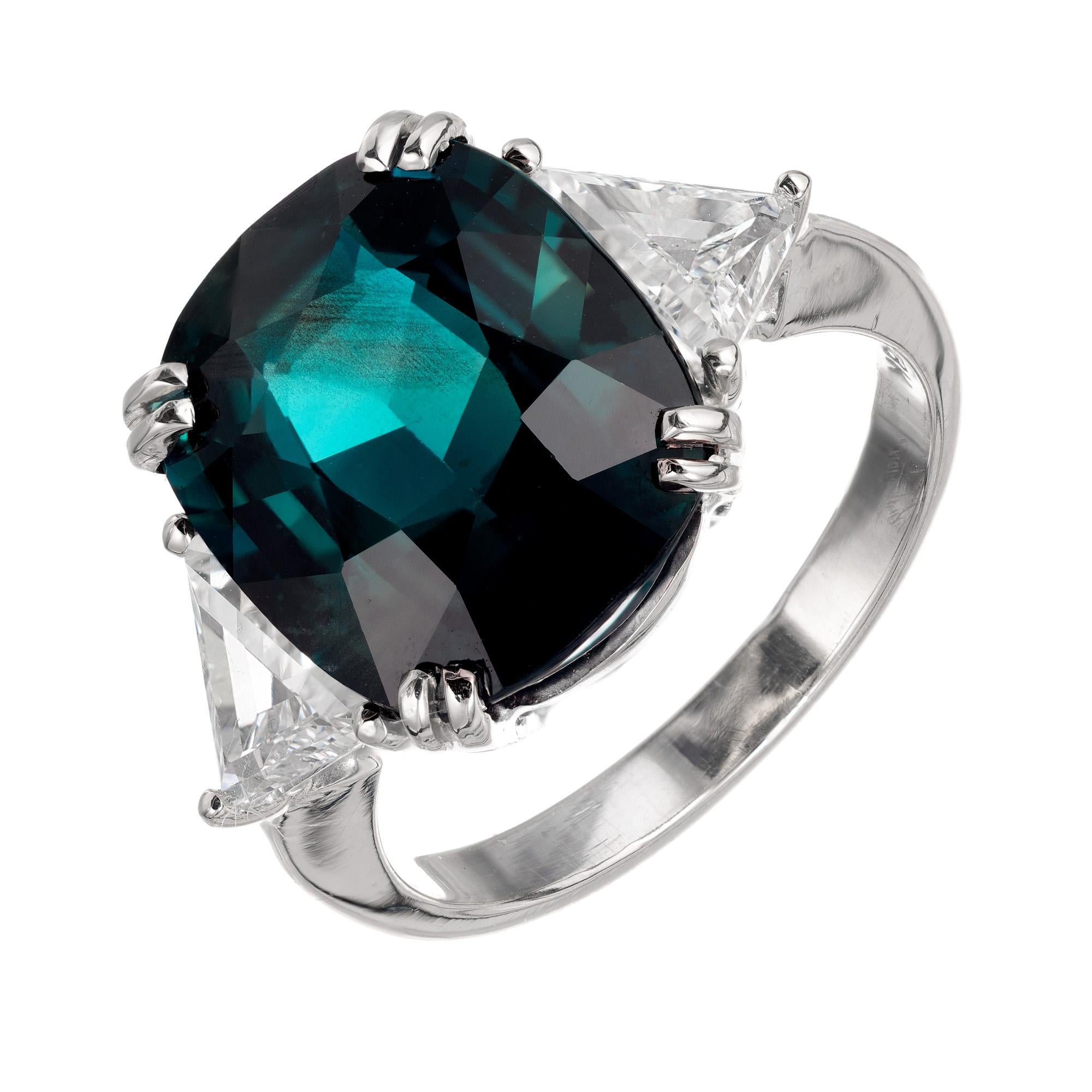 Peter Suchy GIA Certified 7.90 Carat Sapphire Diamond 18 Karat Gold Ring