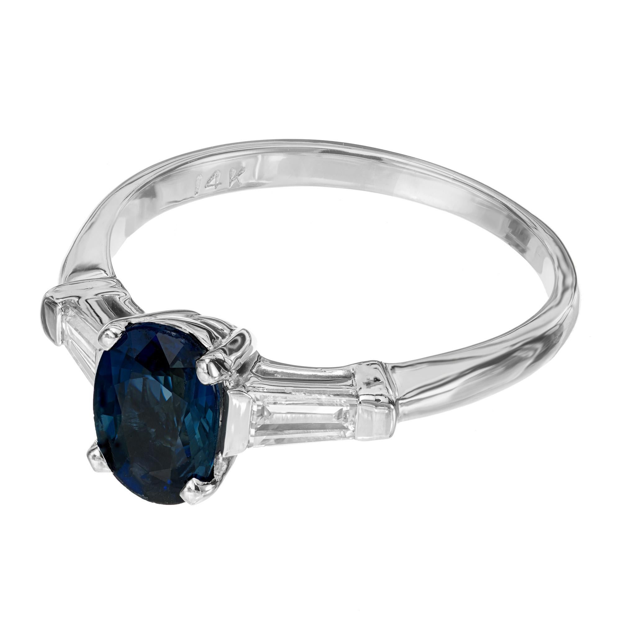 Oval Cut Peter Suchy GIA Certified .80 Carat Blue Sapphire Diamond Gold Engagement Ring  For Sale