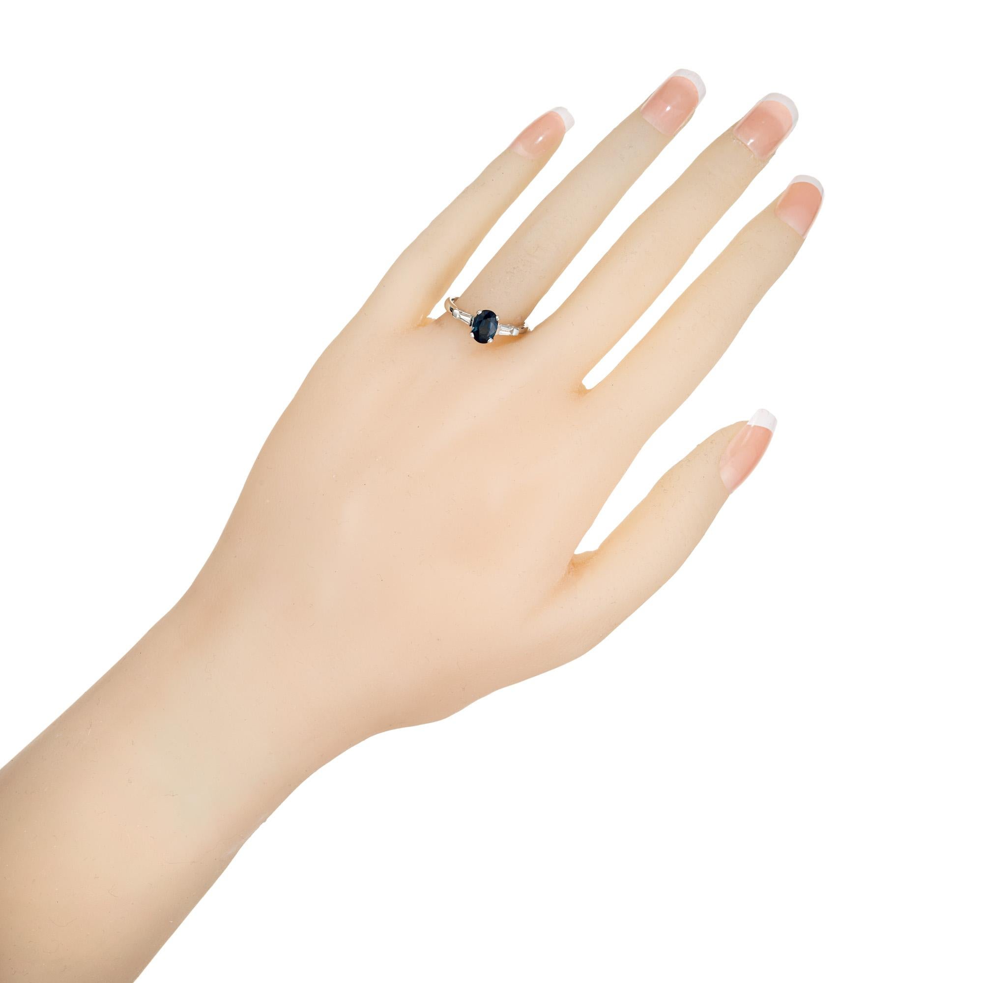 Peter Suchy GIA Certified .80 Carat Blue Sapphire Diamond Gold Engagement Ring  For Sale 3