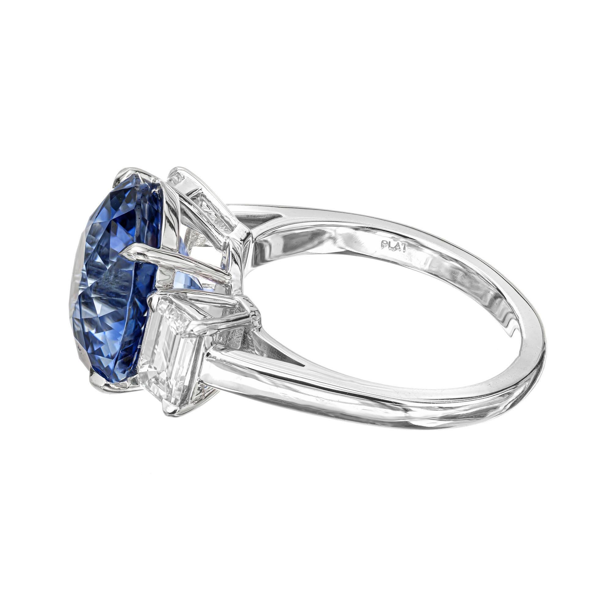 Peter Suchy GIA 8.16 Carat Sapphire Diamond Platinum Three-Stone Engagement Ring In New Condition For Sale In Stamford, CT