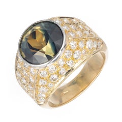 Peter Suchy GIA Certified 8.25 Carat Sapphire Diamond Gold Cocktail Ring