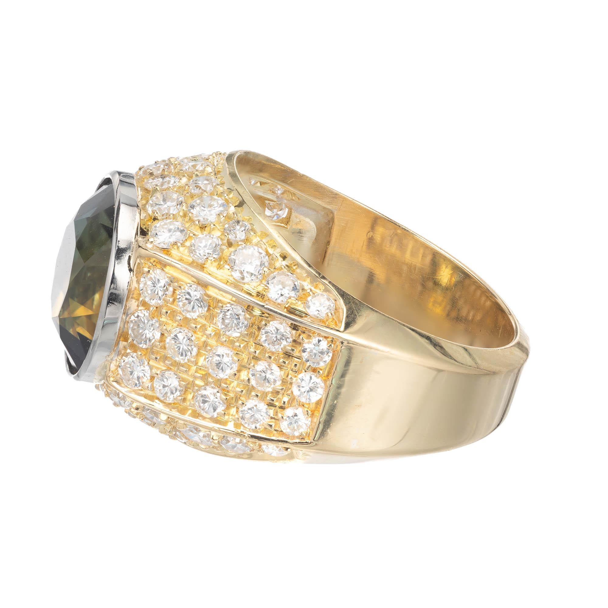 Peter Suchy GIA Certified 8.25 Carat Sapphire Diamond Gold Cocktail Ring 1