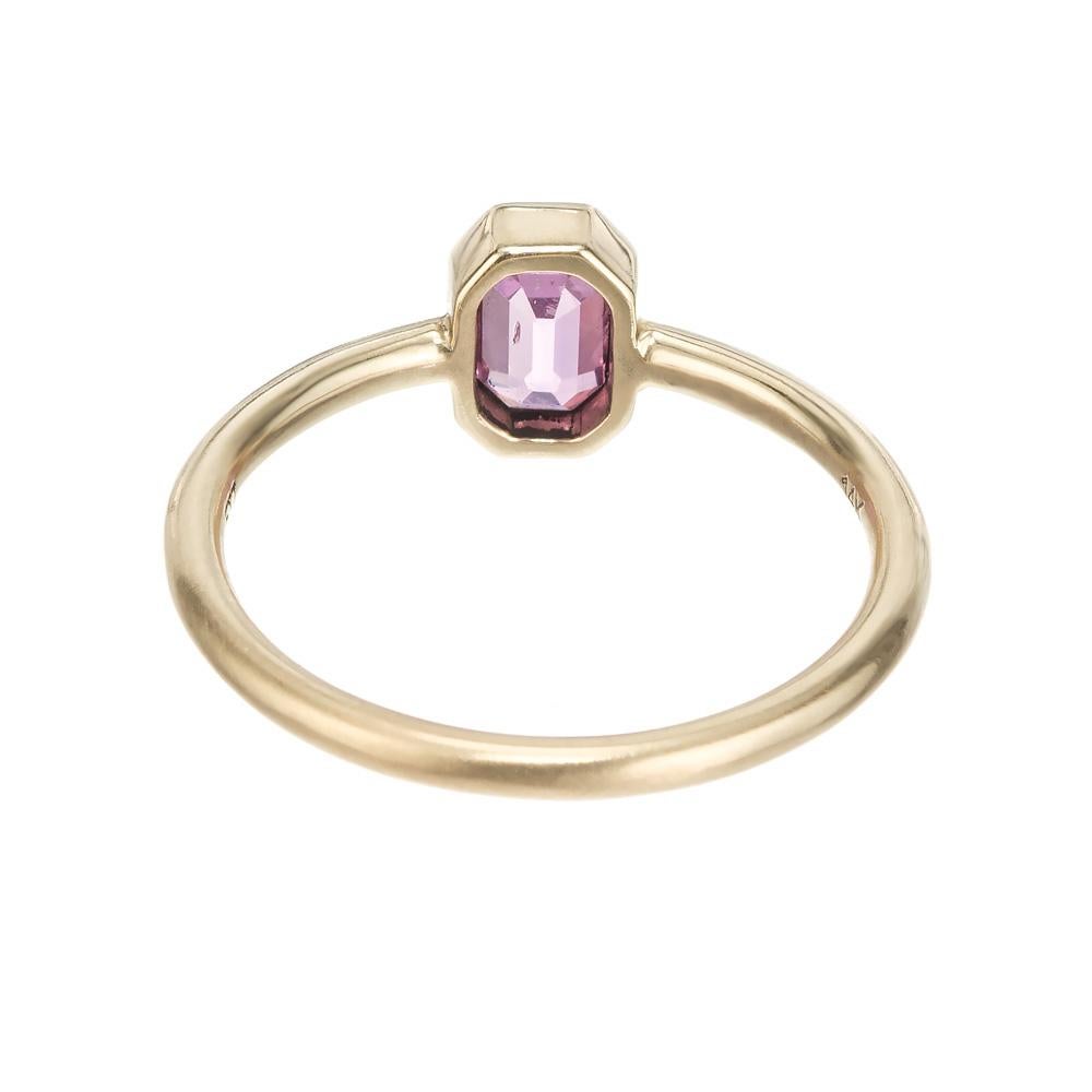 Women's Peter Suchy GIA Certified .83 Carat Pink Sapphire Yellow Gold Engagement Ring For Sale