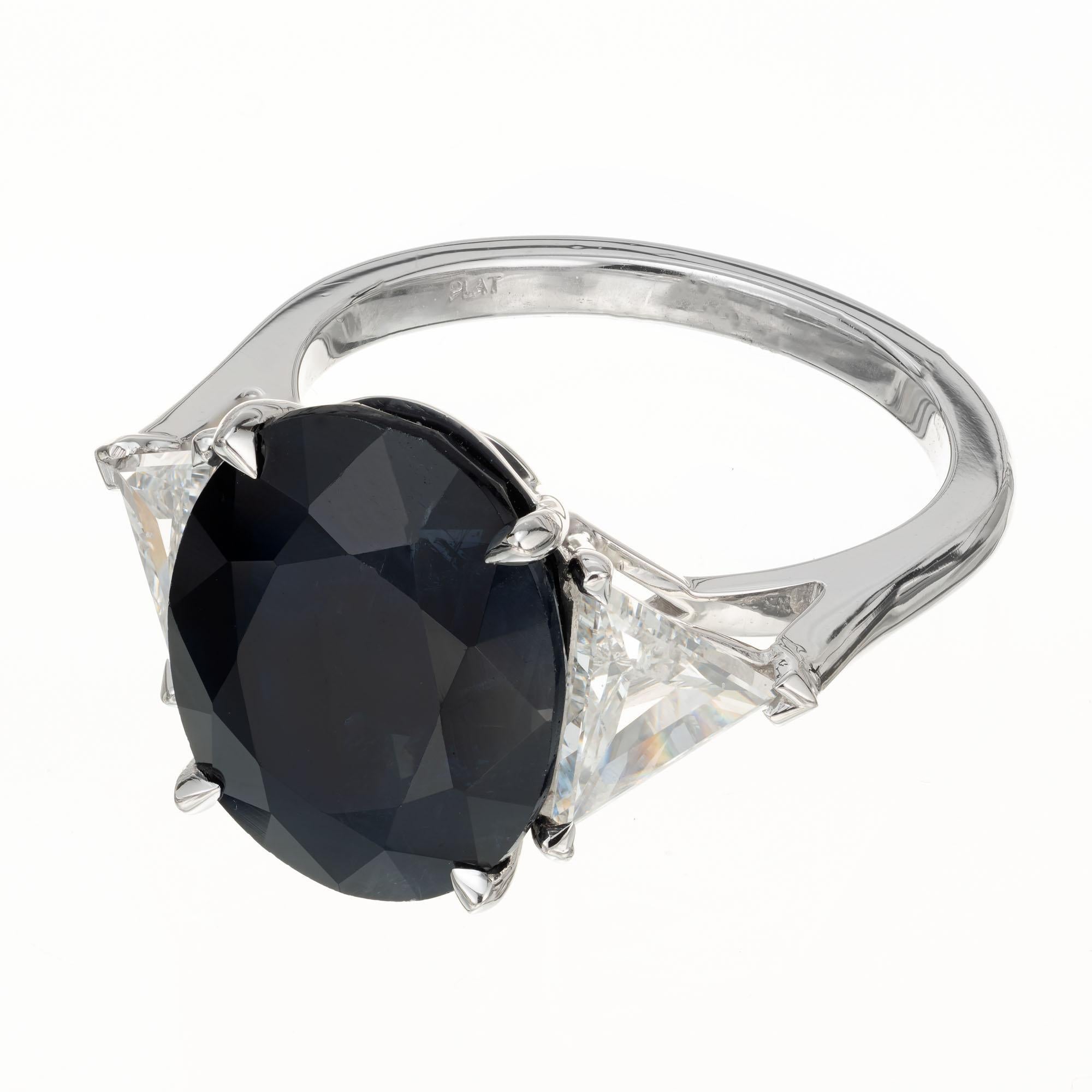 Peter Suchy GIA 7,99 Karat Saphir Diamant Platin Drei-Stein-Verlobungsring (Ovalschliff) im Angebot