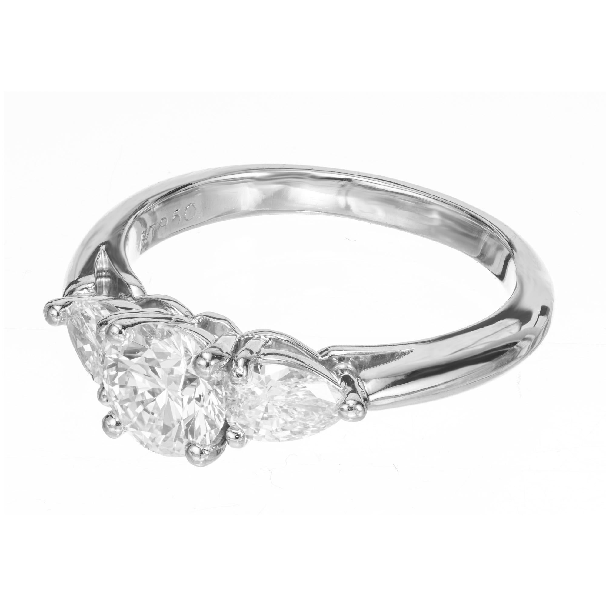 Taille ronde Peter Suchy Bague de fiançailles en platine avec diamants de 0,84 carat certifiés GIA  en vente