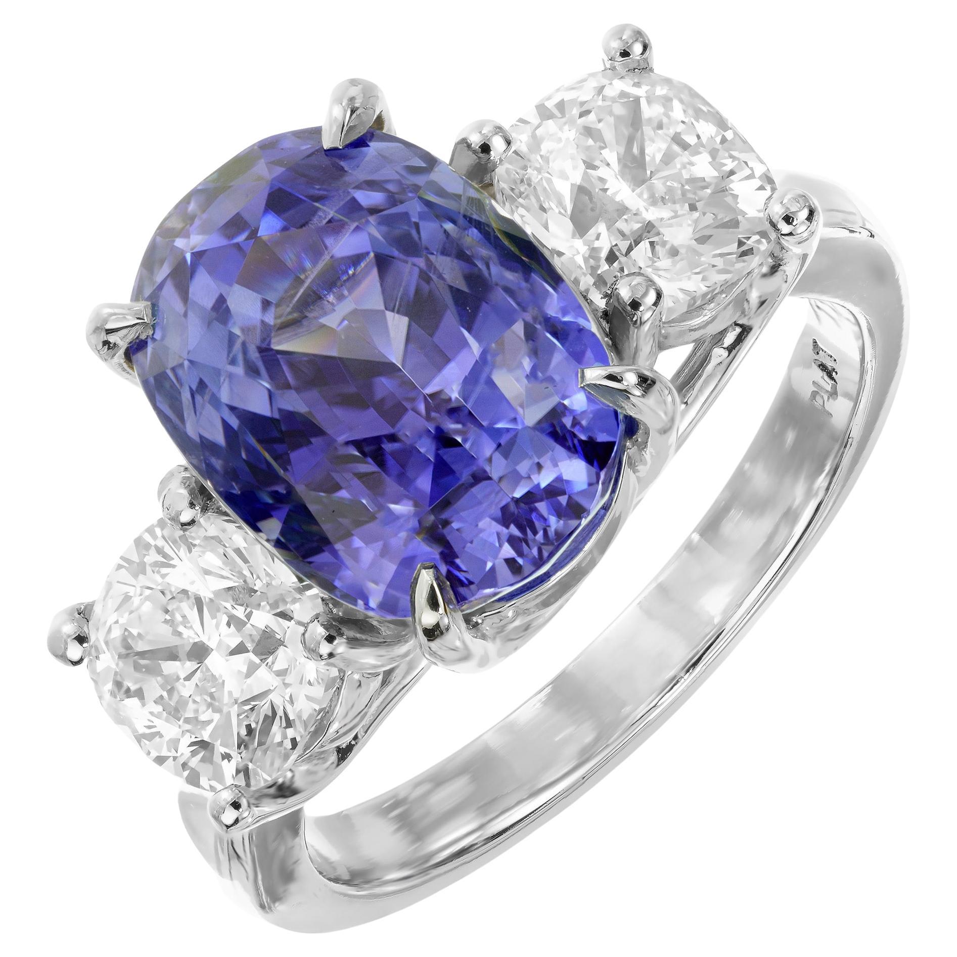 Peter Suchy GIA 8.97 Carat Oval Sapphire Diamond Platinum Engagement Ring