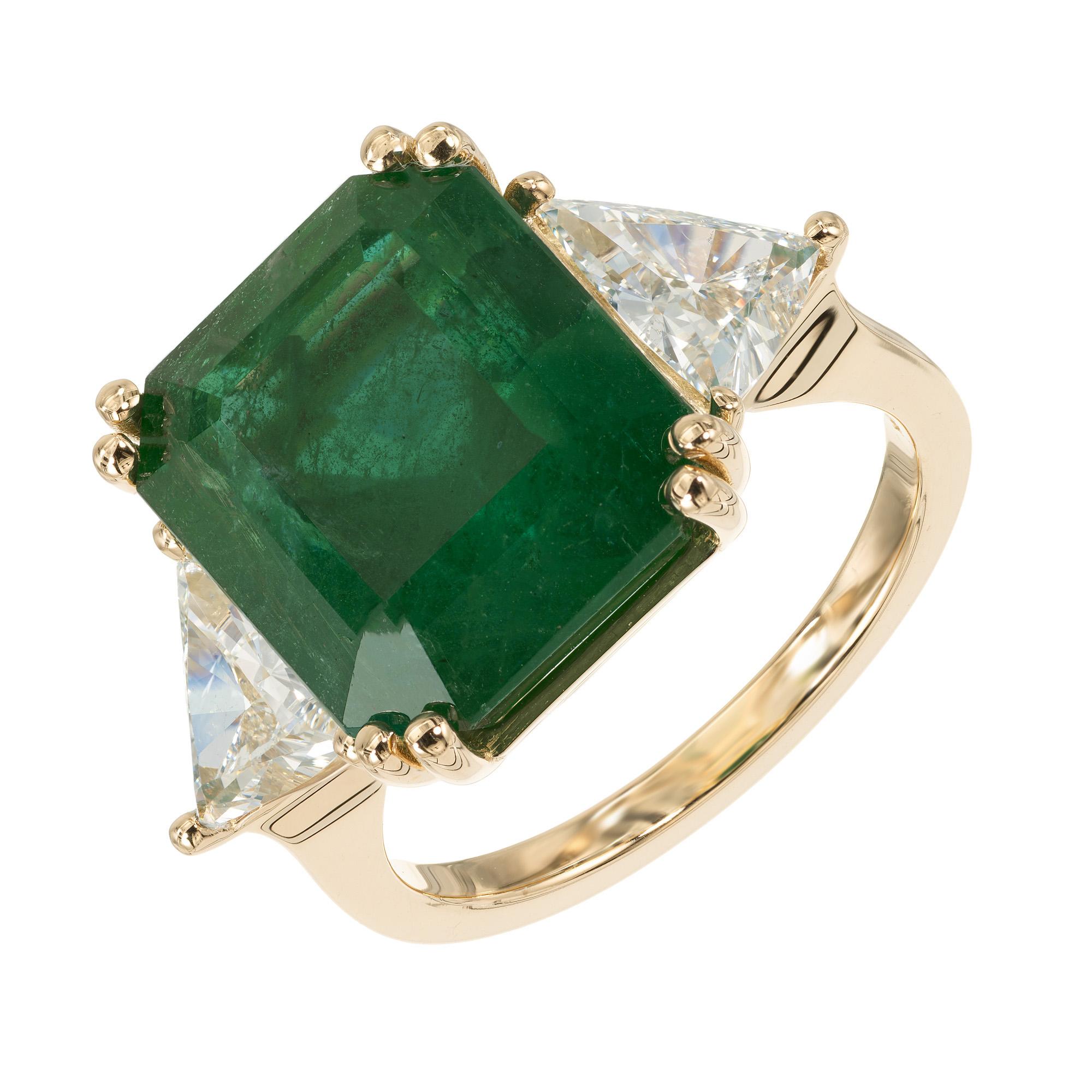 Women's Peter Suchy GIA Certified 8.99 Carat Emerald Diamond Yellow Gold Cocktial Ring For Sale