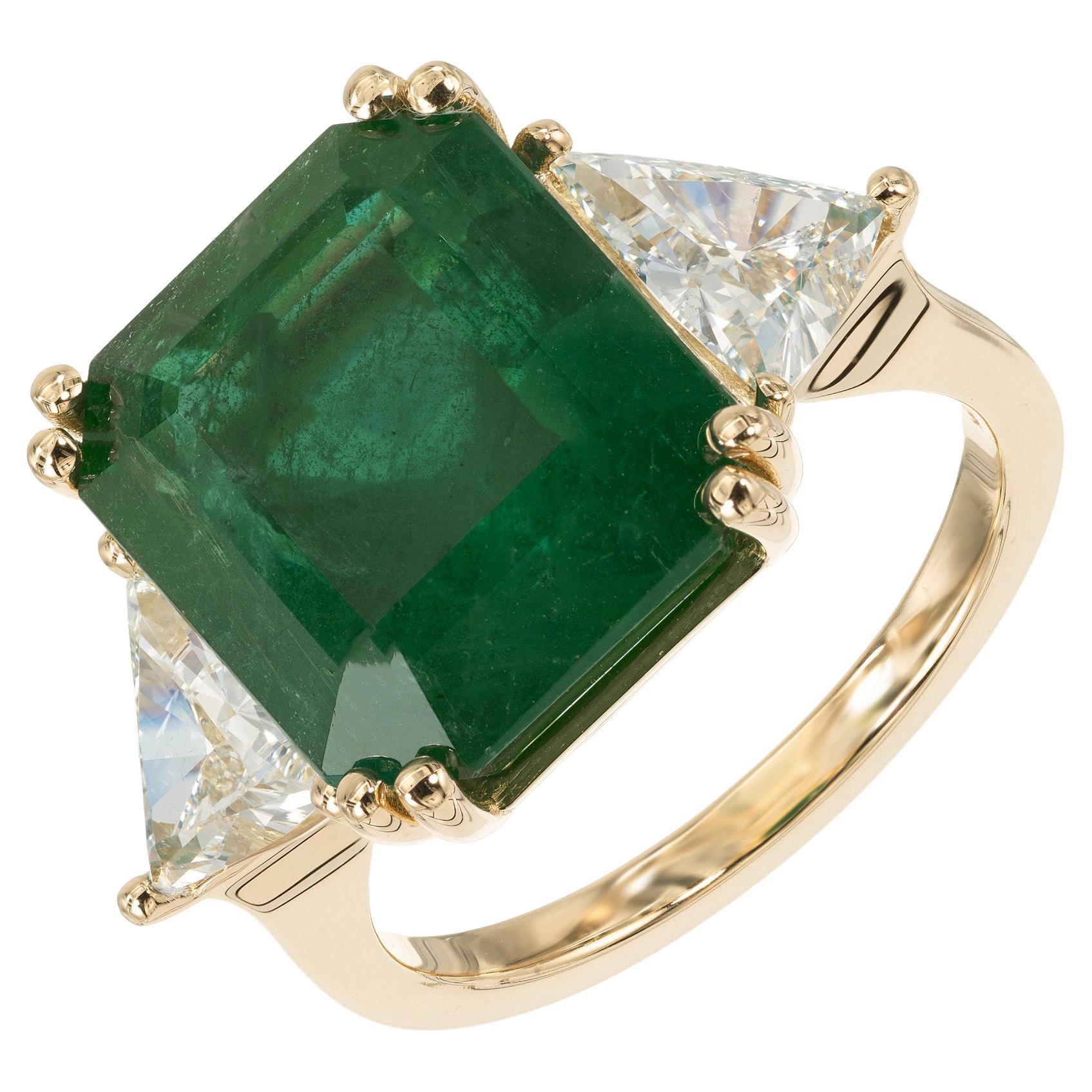 Peter Suchy GIA Certified 8.99 Carat Emerald Diamond Yellow Gold Cocktial Ring