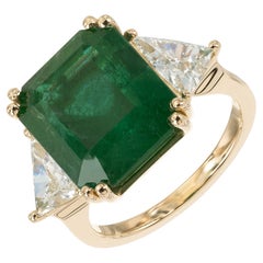 Peter Suchy GIA Certified 8.99 Carat Emerald Diamond Yellow Gold Cocktial Ring