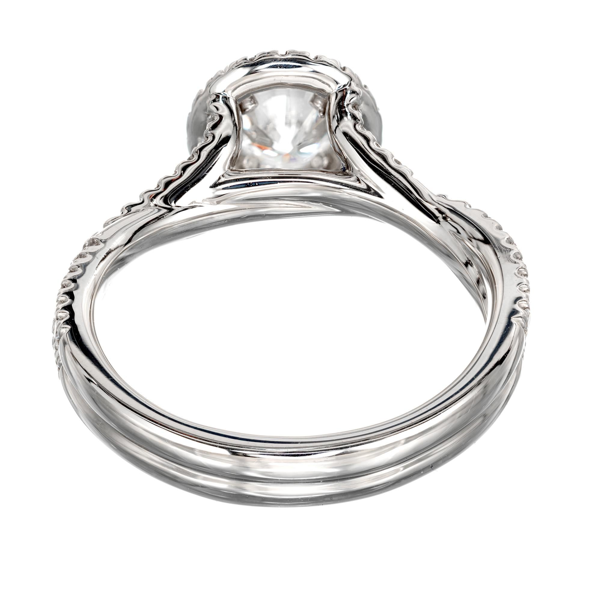 Women's Peter Suchy GIA Certified .92 Carat Diamond Platinum Engagement Ring For Sale