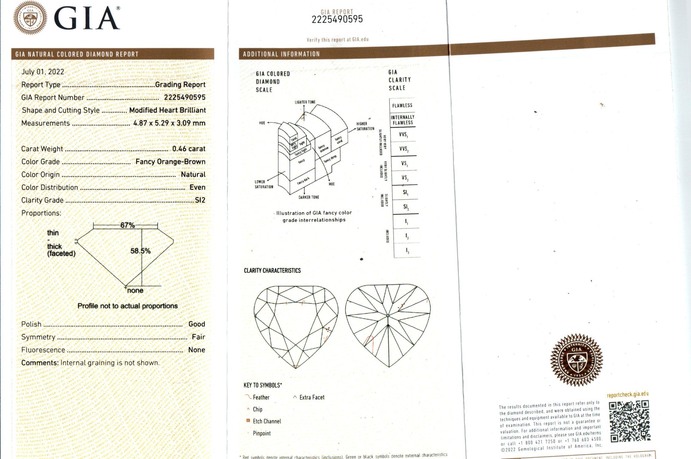 Peter Suchy GIA Certified .92 Carat Orange Brown Diamond White Gold Earrings In New Condition For Sale In Stamford, CT