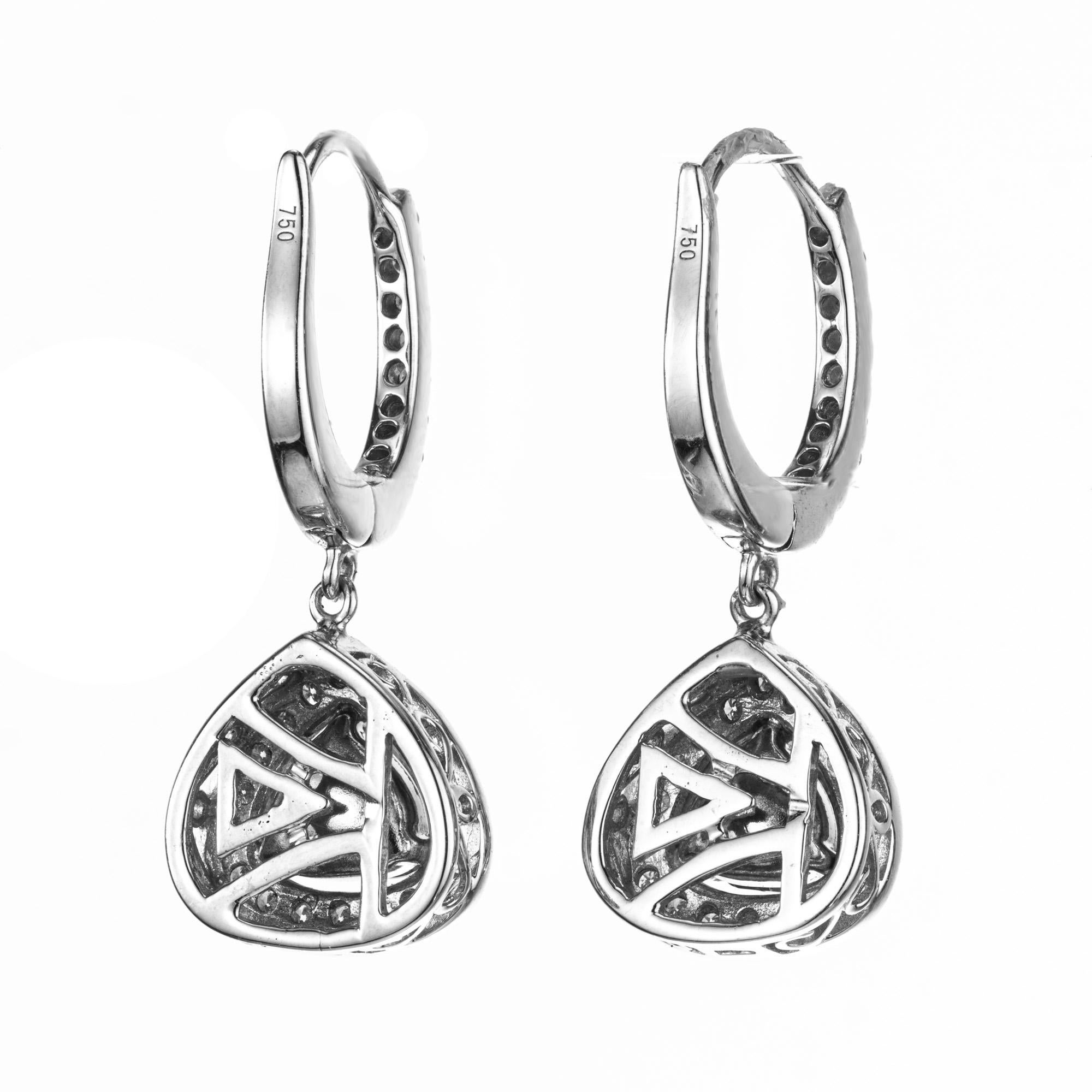 Peter Suchy GIA Certified .92 Carat Orange Brown Diamond White Gold Earrings For Sale 1