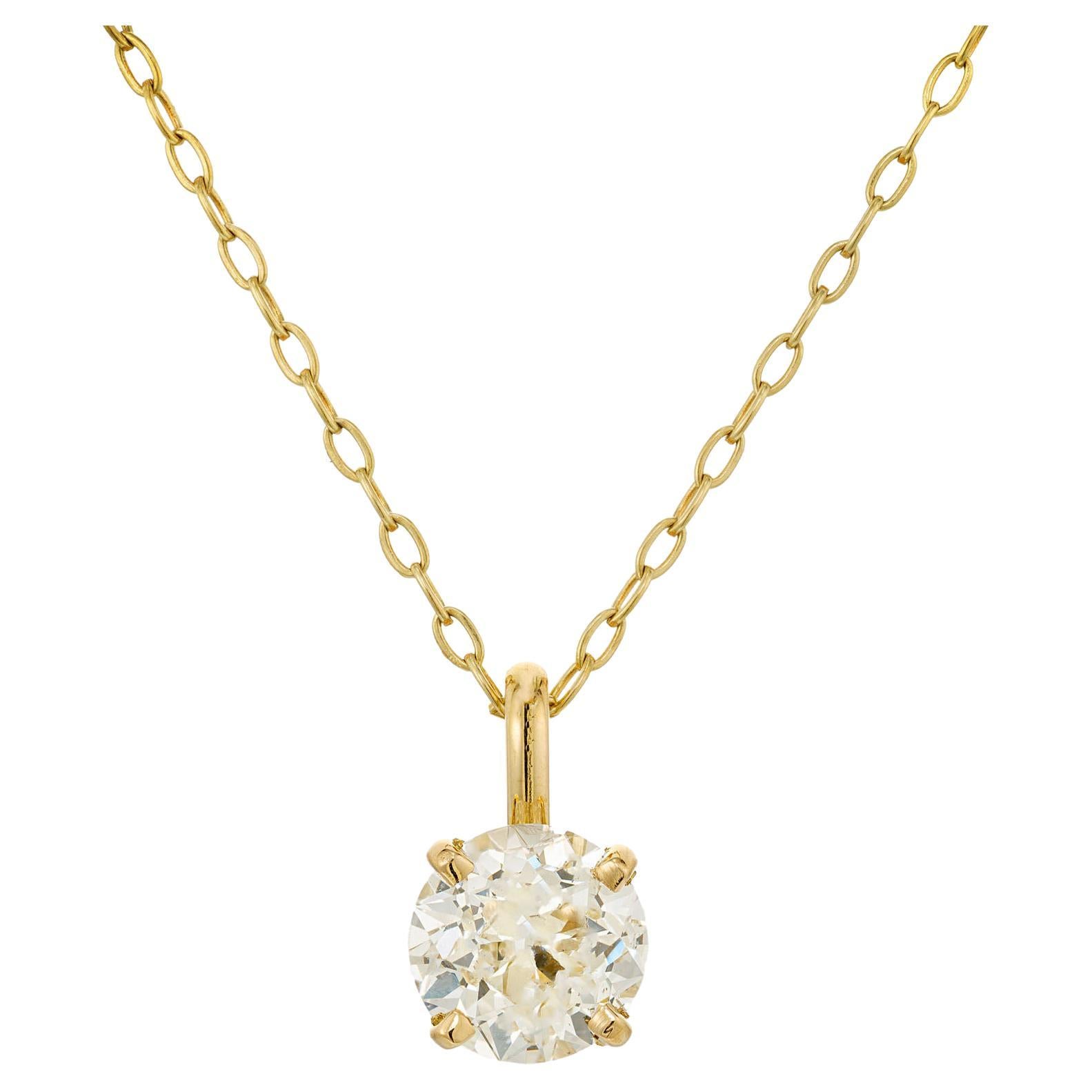 Peter Suchy GIA Certified .93 Carat Yellow Gold Pendant Necklace