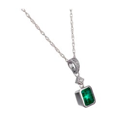 Peter Suchy Collar Colgante de Oro con Diamante Esmeralda Certificado GIA de 0,94 Quilates