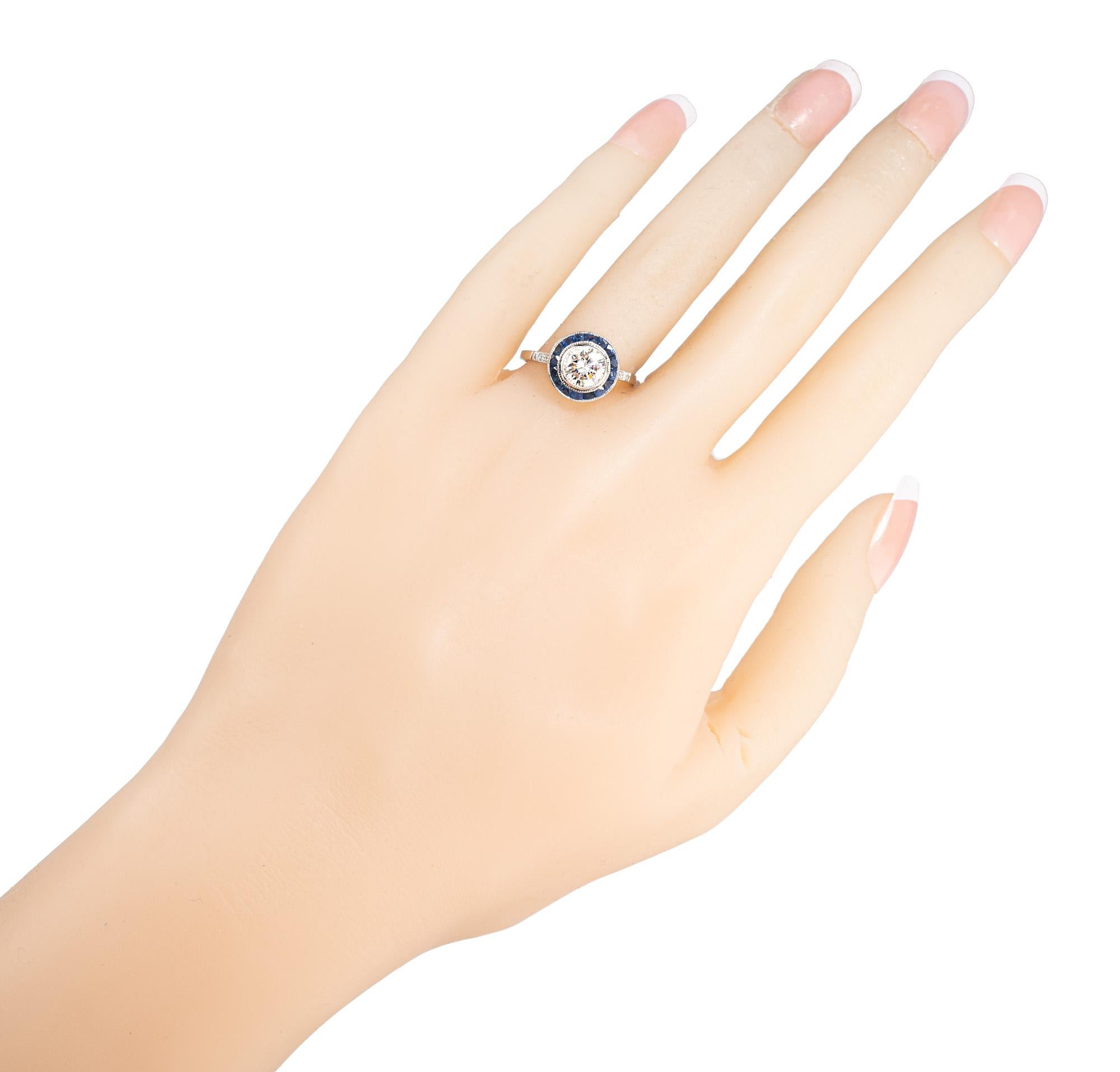 Women's Peter Suchy GIA Certified .95 Carat Diamond Sapphire Platinum Engagement Ring For Sale