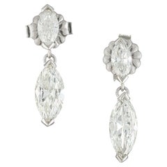 Peter Suchy GIA Certified .95 Carat Marquise Diamond Platinum Dangle Earrings
