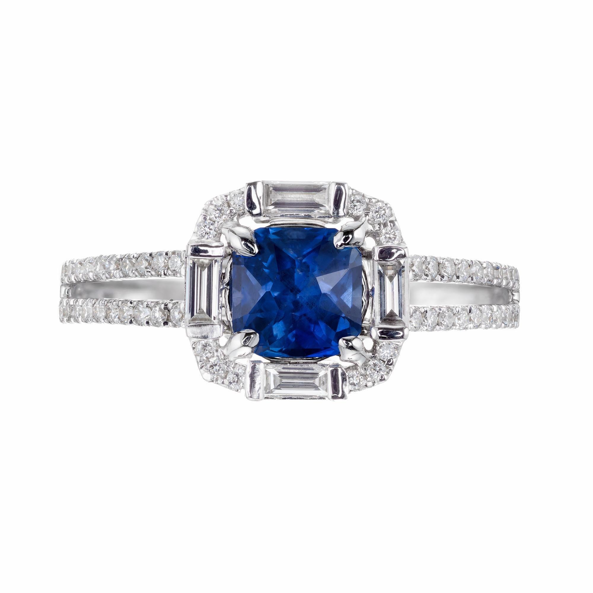 Peter Suchy GIA Certified .96 Carat Blue Sapphire Diamond Gold Engagement Ring 2