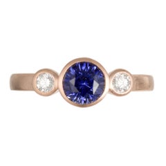 Peter Suchy GIA Certified .96 Carat Sapphire Diamond Rose Gold Engagement Ring