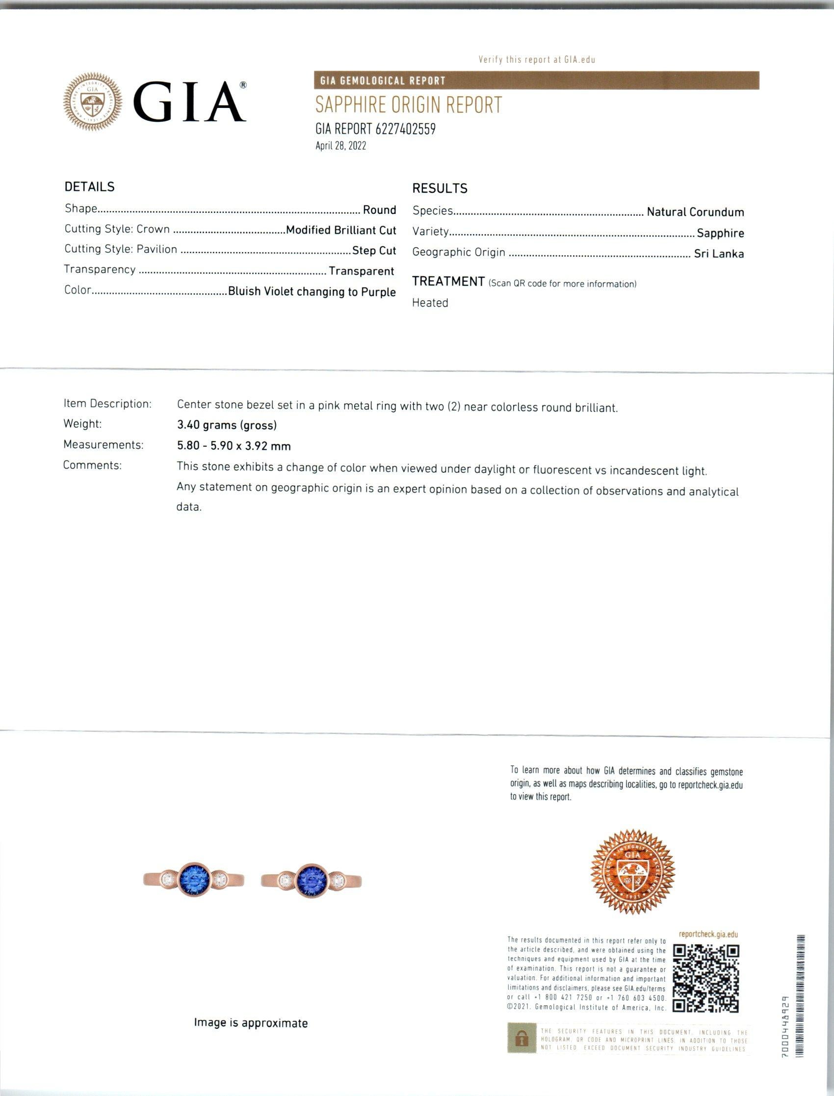 Peter Suchy GIA zertifiziert .96 Karat Saphir Diamant Rose Gold Verlobungsring  im Zustand „Neu“ im Angebot in Stamford, CT