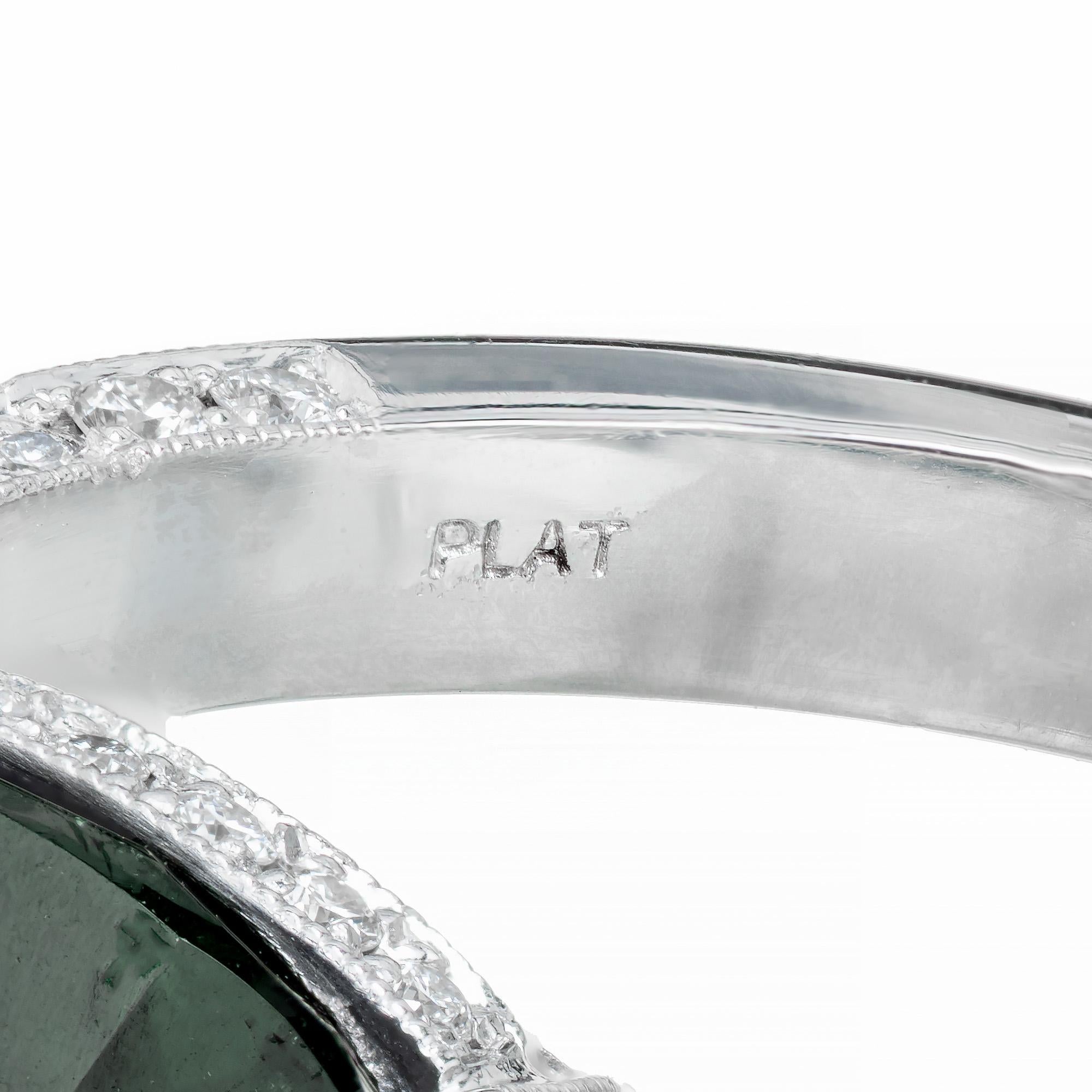 Peter Suchy, bague de fiançailles en platine avec saphir certifié GIA de 9,74 carats et diamants en vente 2