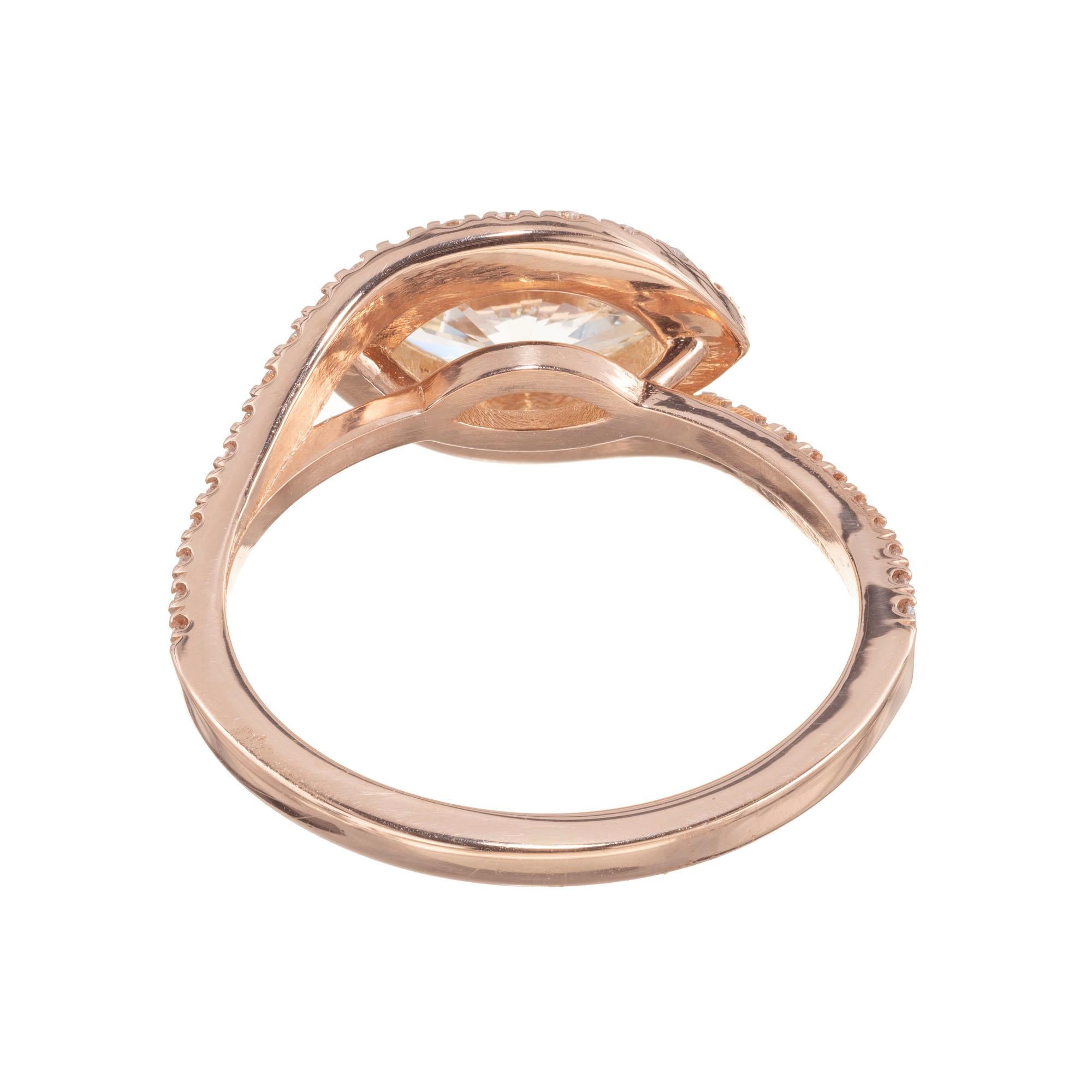 Women's Peter Suchy GIA Certified .98 Carat Yellow Diamond Rose Gold Engagement Ring