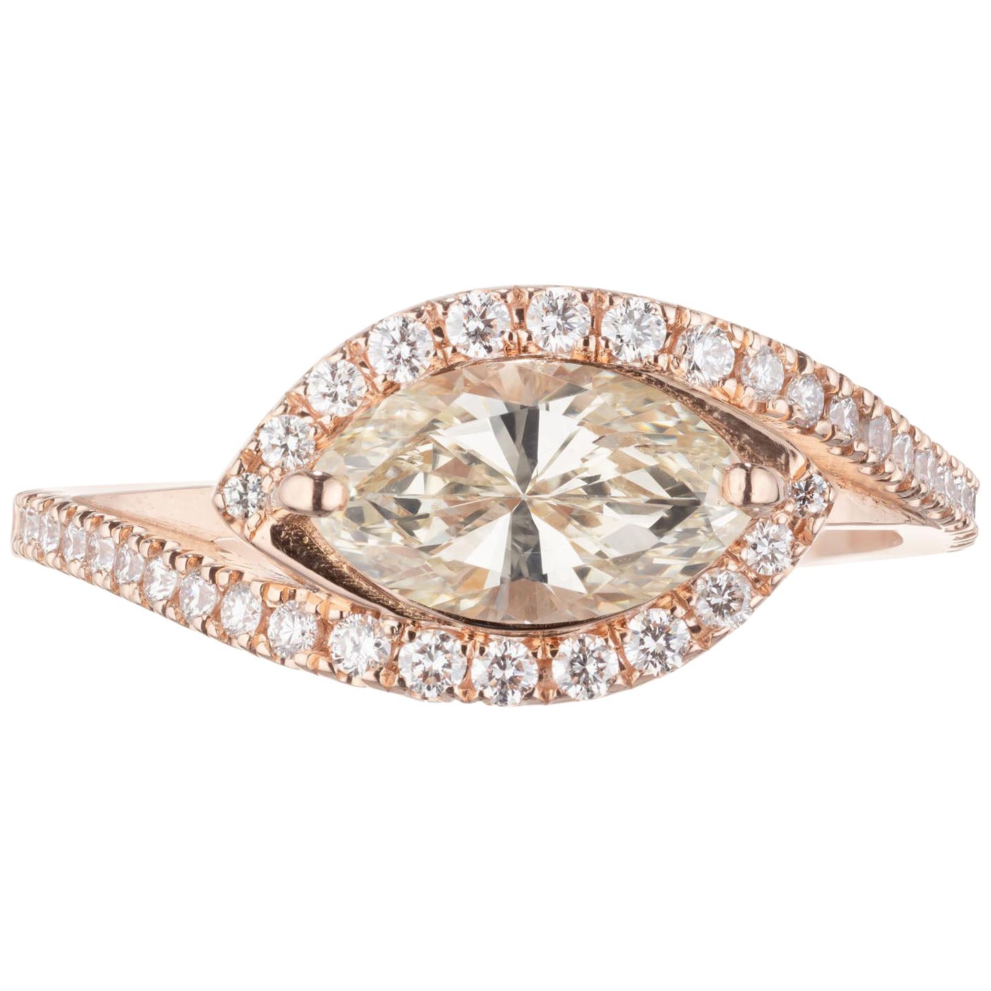 Peter Suchy GIA Certified .98 Carat Yellow Diamond Rose Gold Engagement Ring