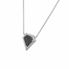 Peter Suchy GIA Certified .99 Carat Black Diamond Platinum Halo Pendant Necklace