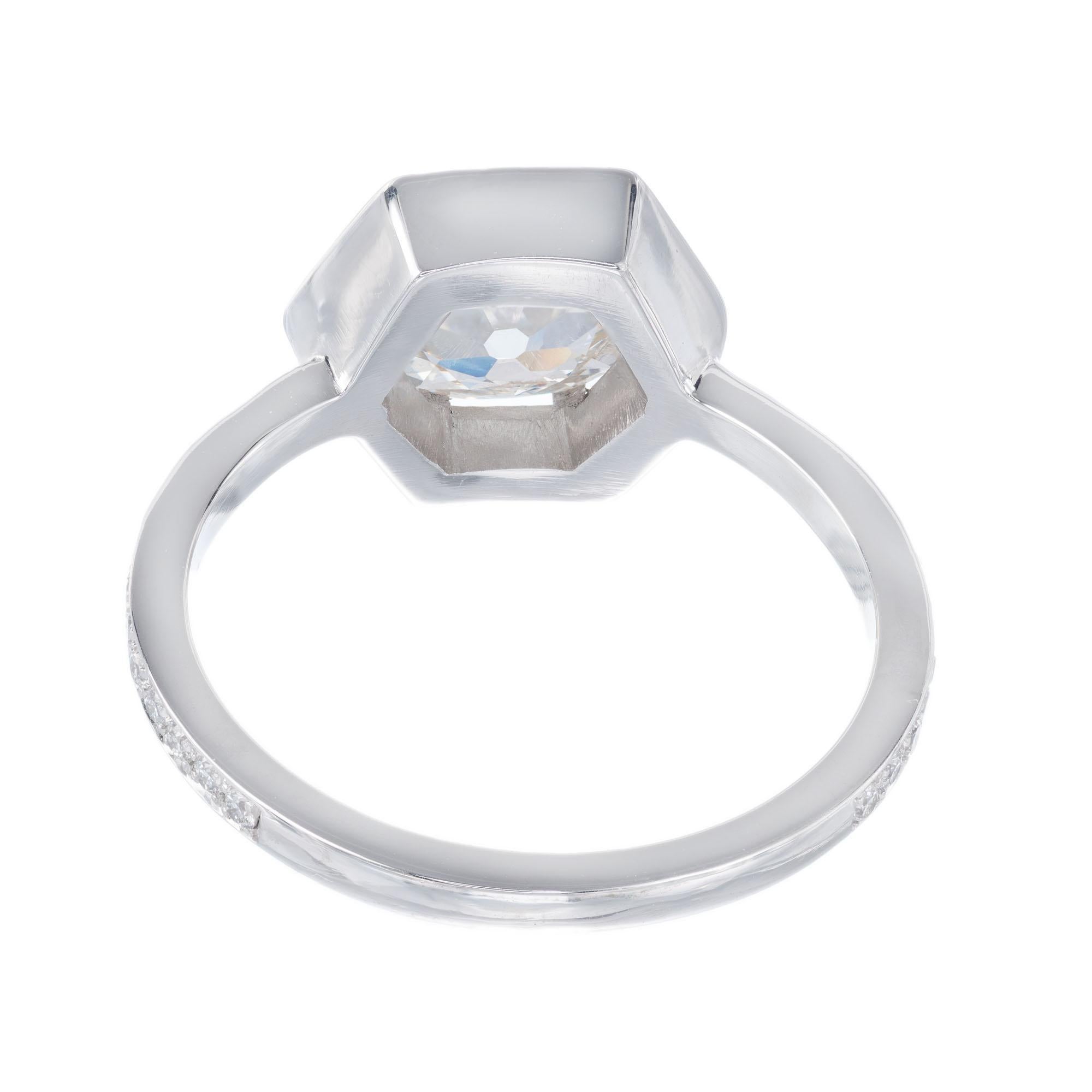 Peter Suchy Bague de fiançailles en platine avec halo de diamants de 0,99 carat certifiée GIA Pour femmes en vente