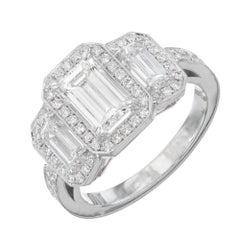 Peter Suchy GIA Certified .99 Carat Diamond Triple Halo Platinum Engagement Ring