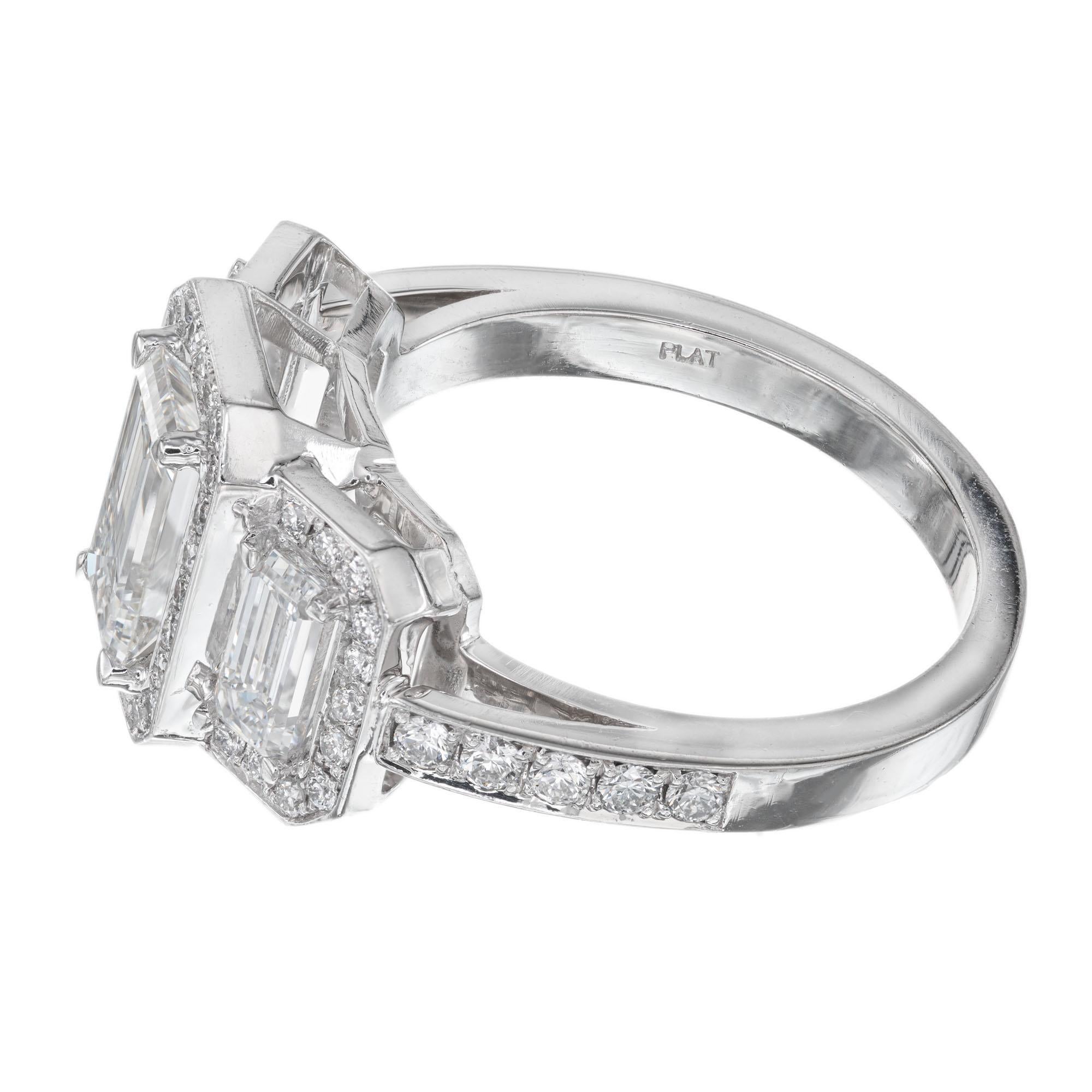 Emerald Cut Peter Suchy GIA Certified .99 Carat Diamond Triple Halo Platinum Engagement Ring