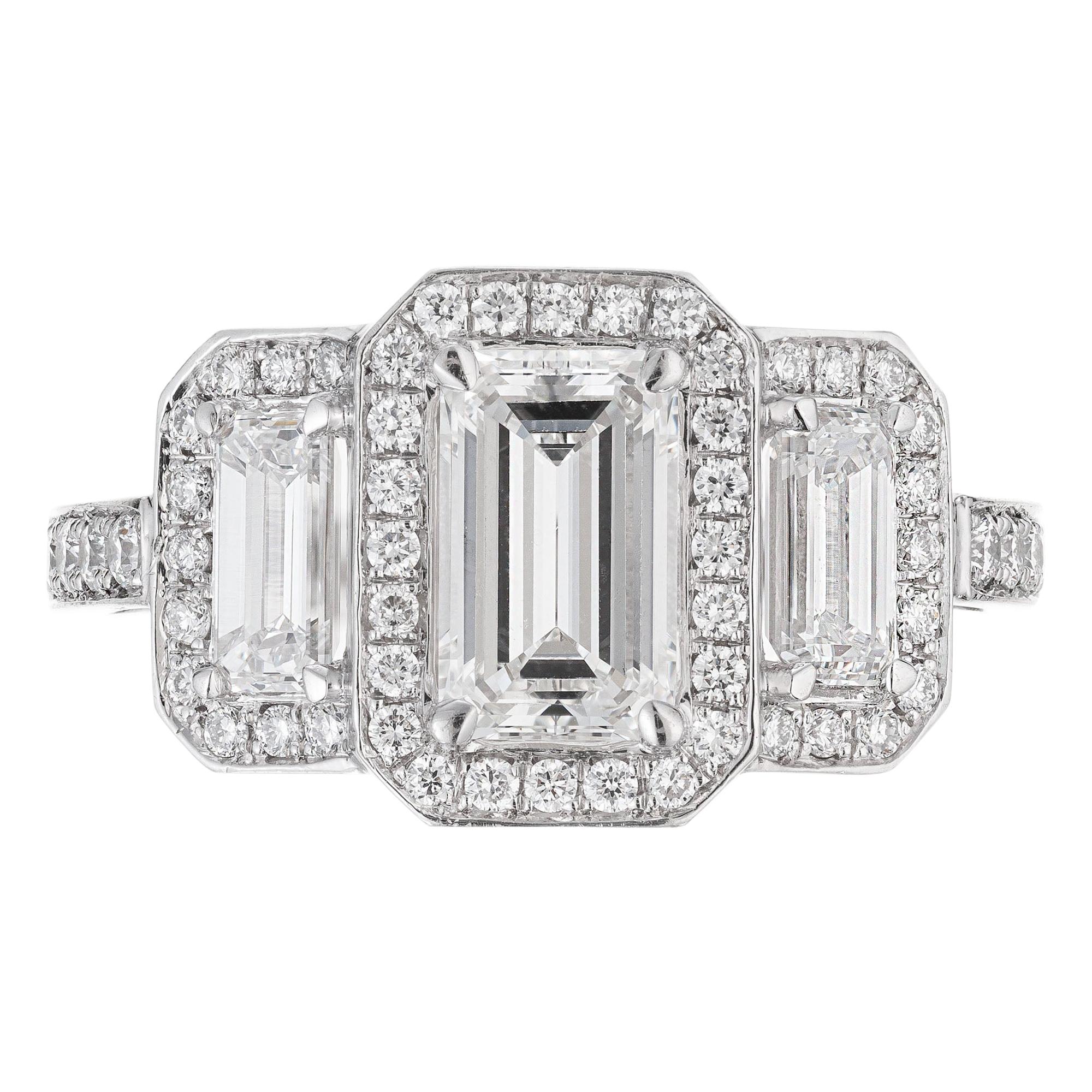 Peter Suchy GIA Certified .99 Carat Diamond Triple Halo Platinum Engagement Ring