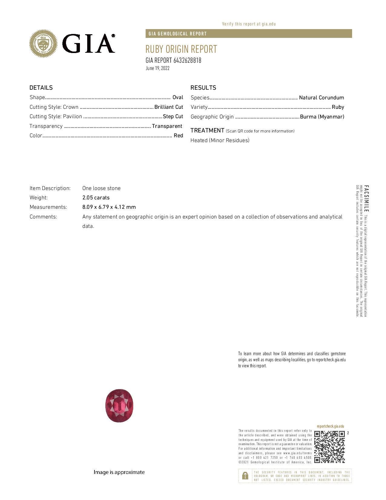 Women's Peter Suchy GIA Certified Oval 2.05 Carat Ruby Diamond Platinum Engagement Ring For Sale