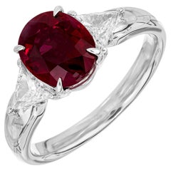 Peter Suchy GIA Certified Oval 2.05 Carat Ruby Diamond Platinum Engagement Ring