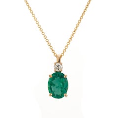 Peter Suchy GIA Certified Oval 2.63 Carat Emerald Diamond Gold Pendant Necklace