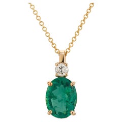 Peter Suchy GIA zertifiziert Oval 2,63 Karat Smaragd Diamant Gold Anhänger Halskette
