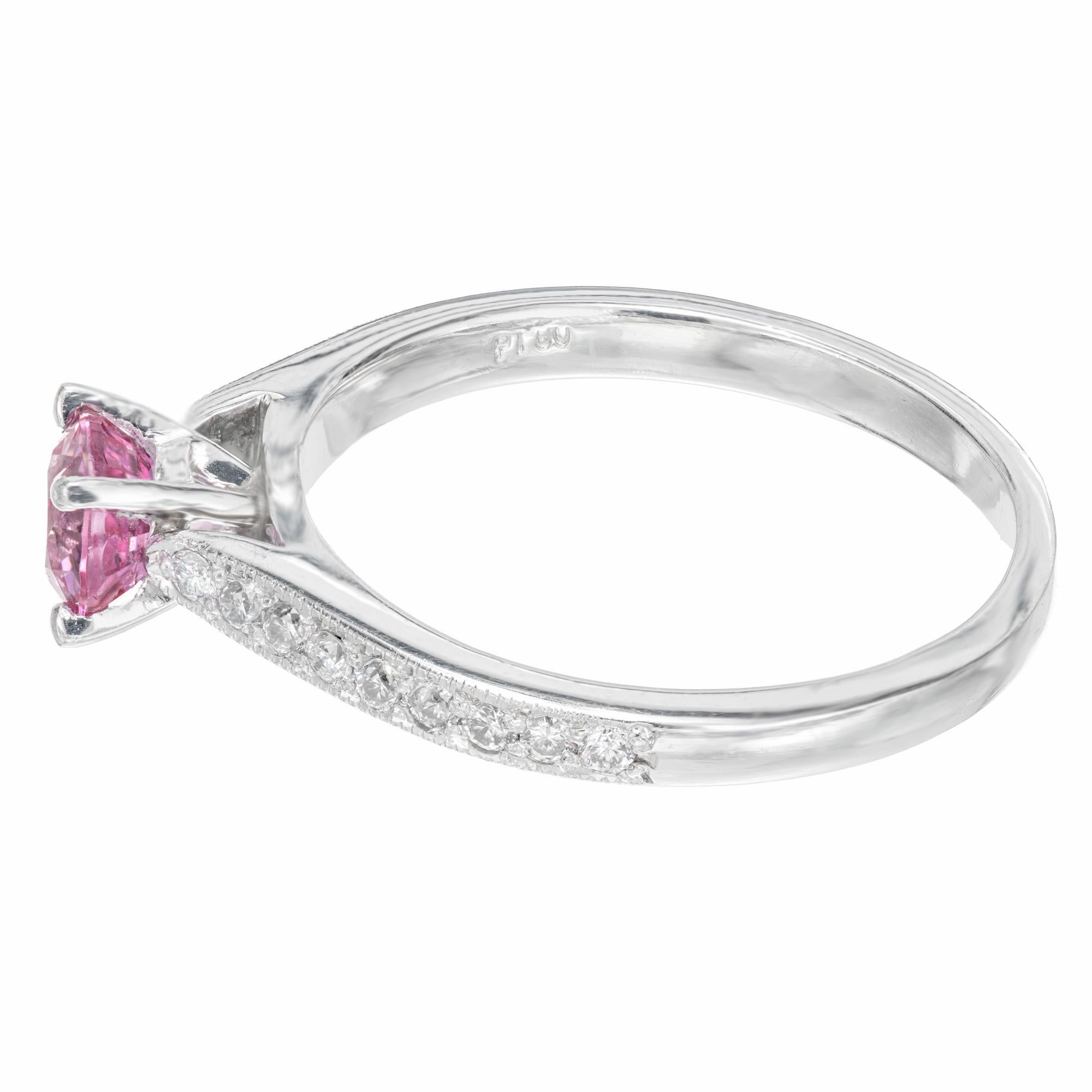 Peter Suchy Bague de fiançailles en platine avec saphir rose certifié GIA et diamants Pour femmes en vente