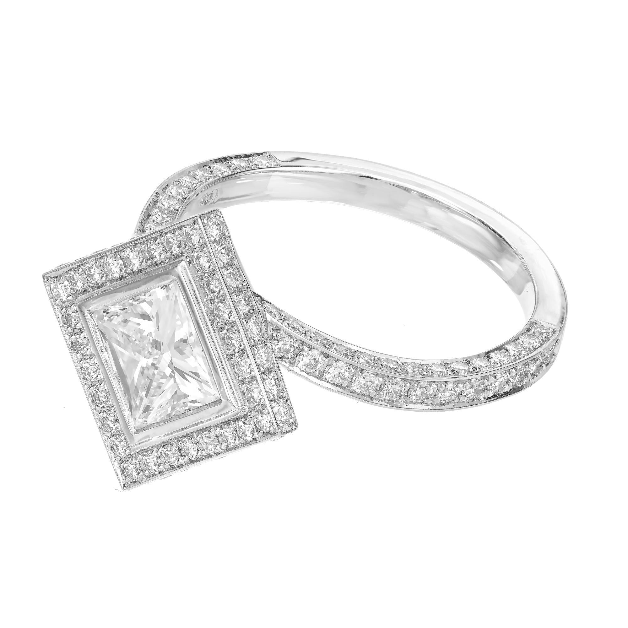 tilted princess cut ring