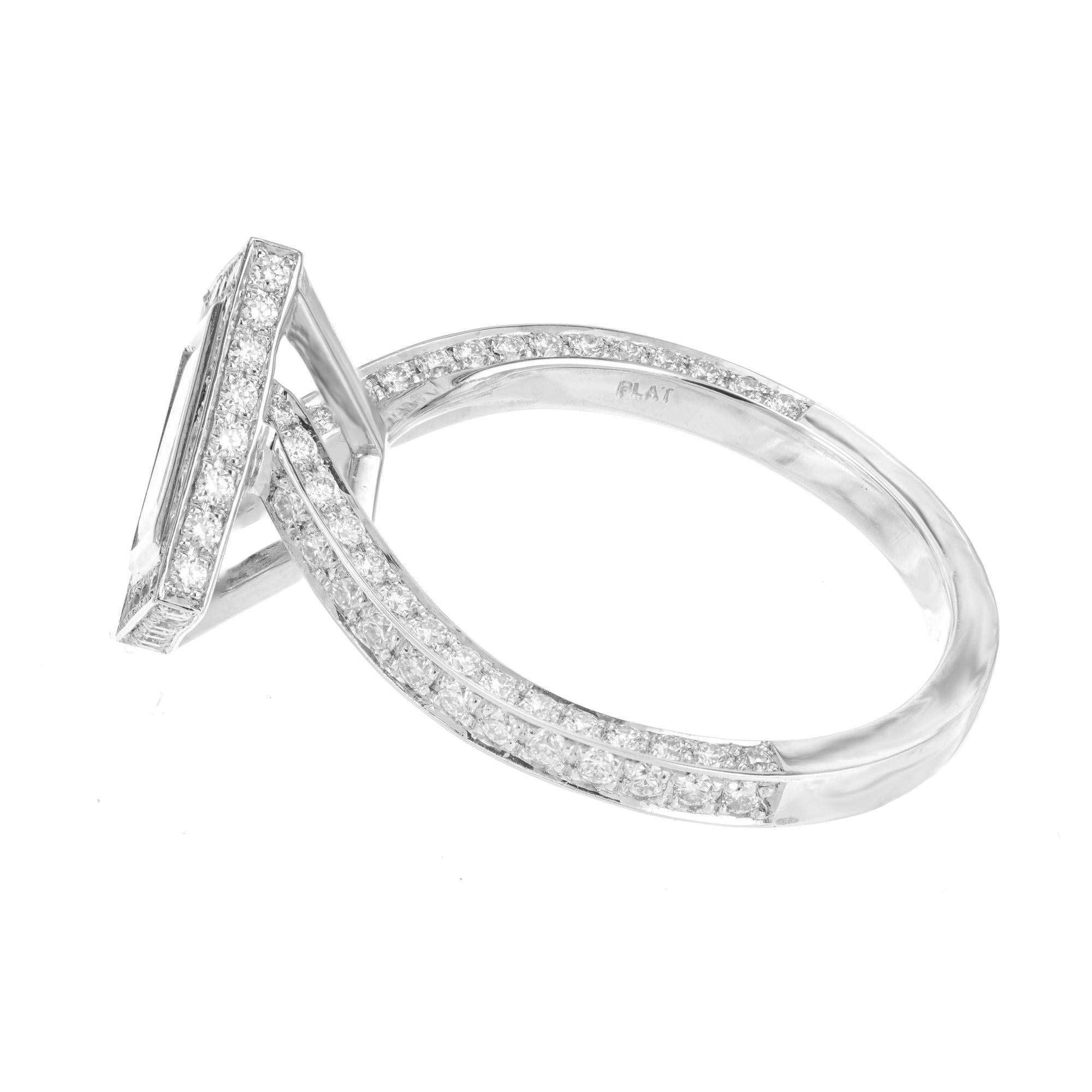 Women's Peter Suchy GIA Certified Princess Cut Diamond Halo Engagement Ring For Sale