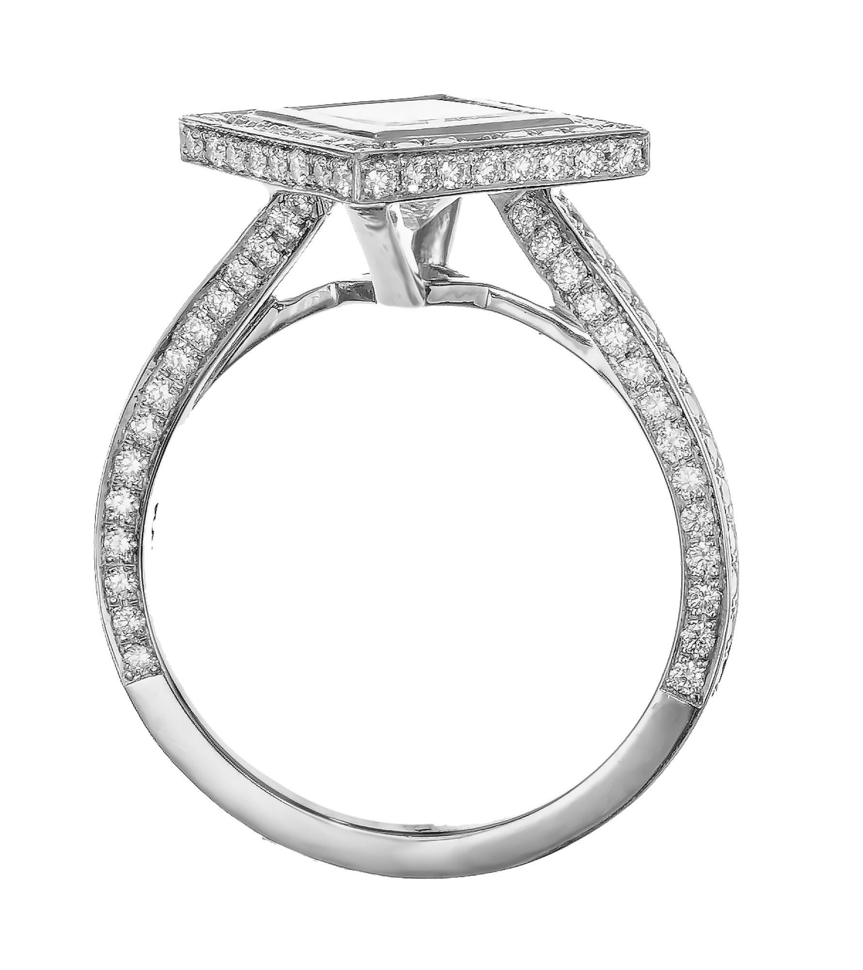 Peter Suchy GIA Certified Princess Cut Diamond Halo Engagement Ring For Sale 1