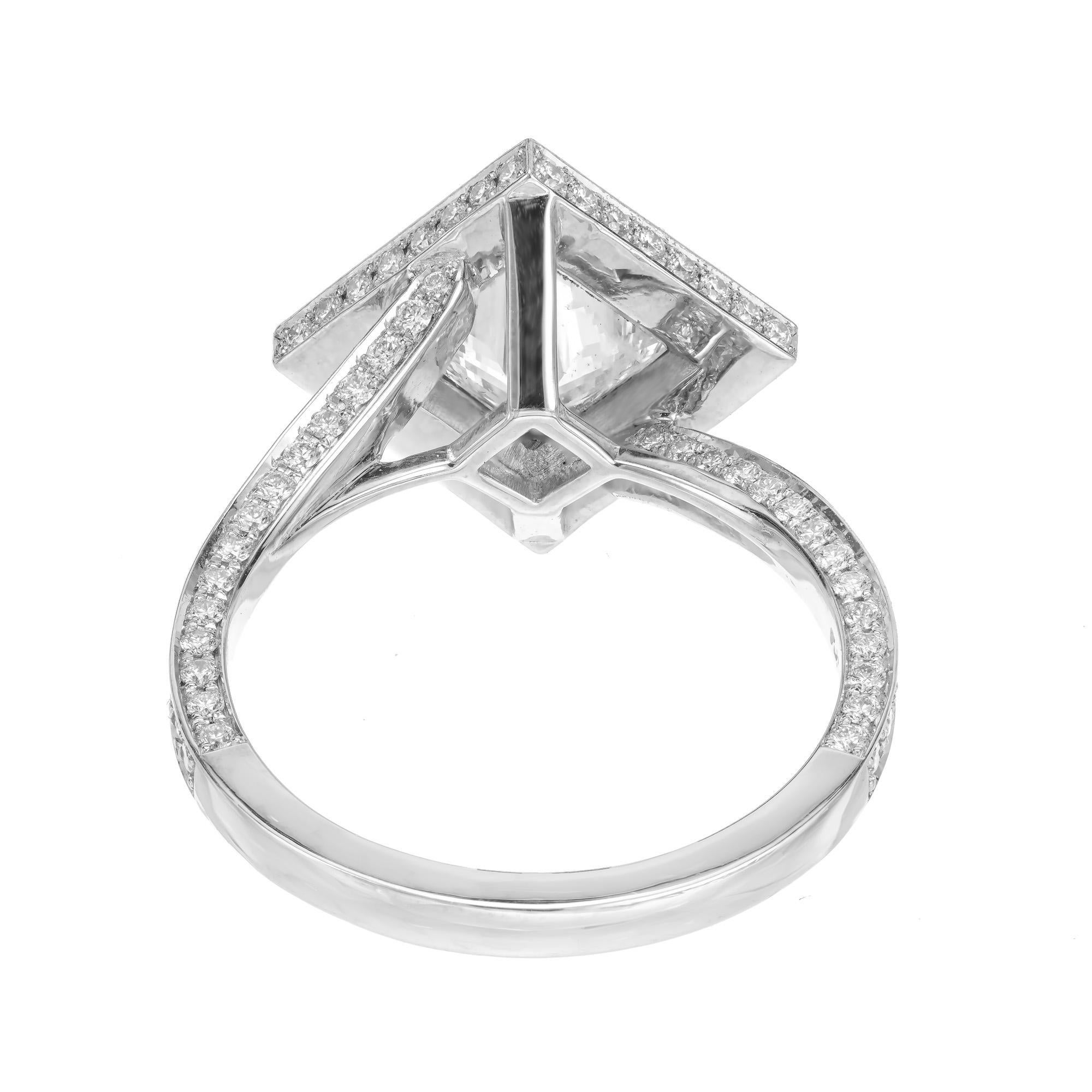 Peter Suchy GIA Certified Princess Cut Diamond Halo Engagement Ring For Sale 2