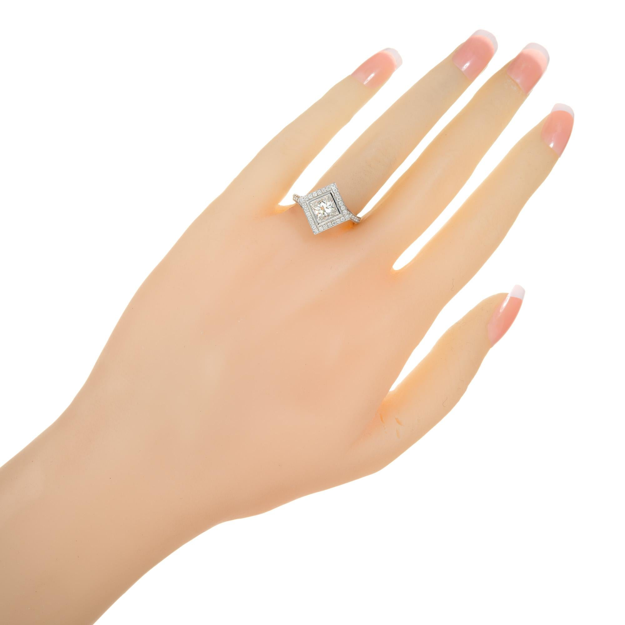Peter Suchy GIA Certified Princess Cut Diamond Halo Engagement Ring For Sale 4