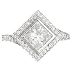 Peter Suchy GIA Certified Princess Cut Diamond Halo Engagement Ring