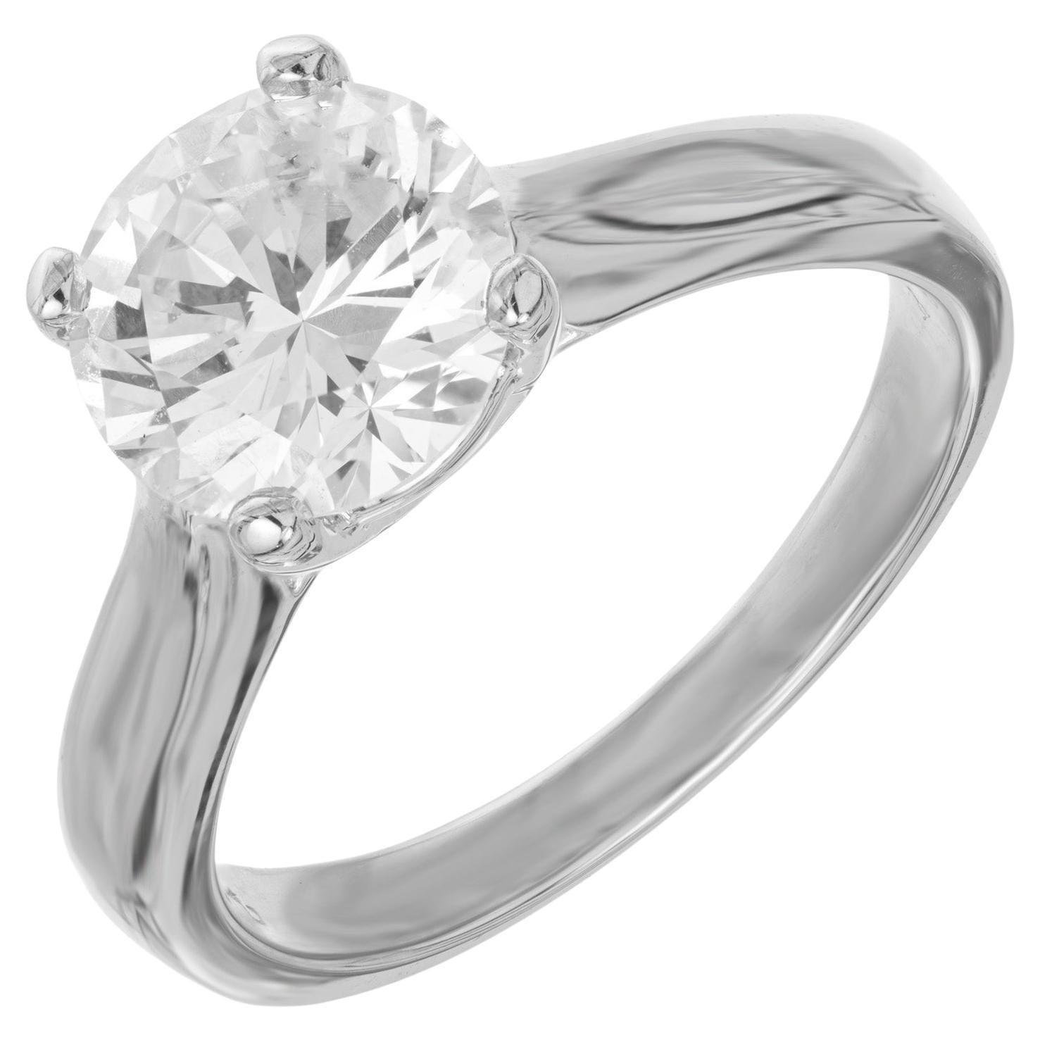 Peter Suchy GIA Certified Round 2.01 Carat Diamond Platinum Solitaire Ring For Sale