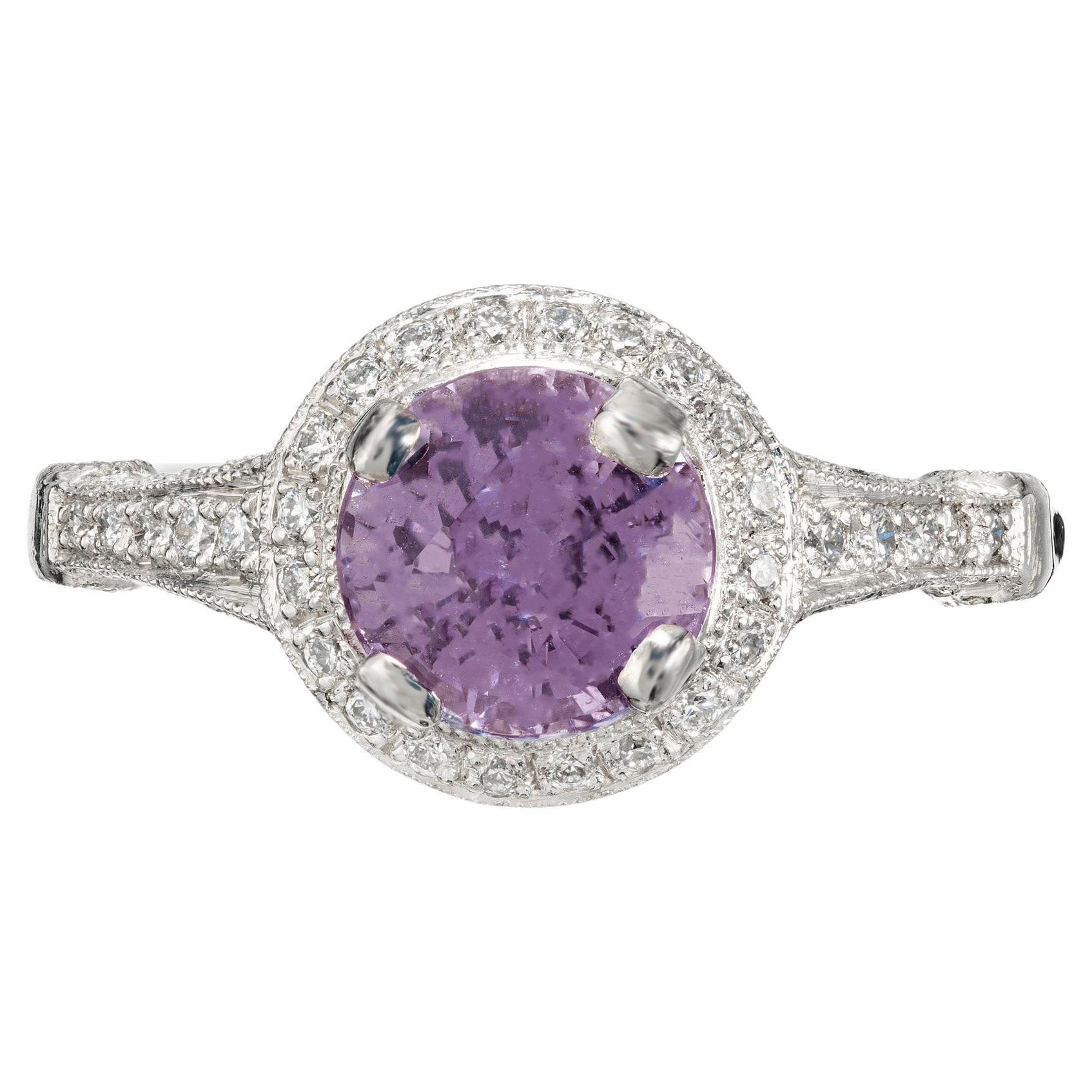 Peter Suchy GIA Certified Violet Sapphire Diamond Platinum Engagement Ring